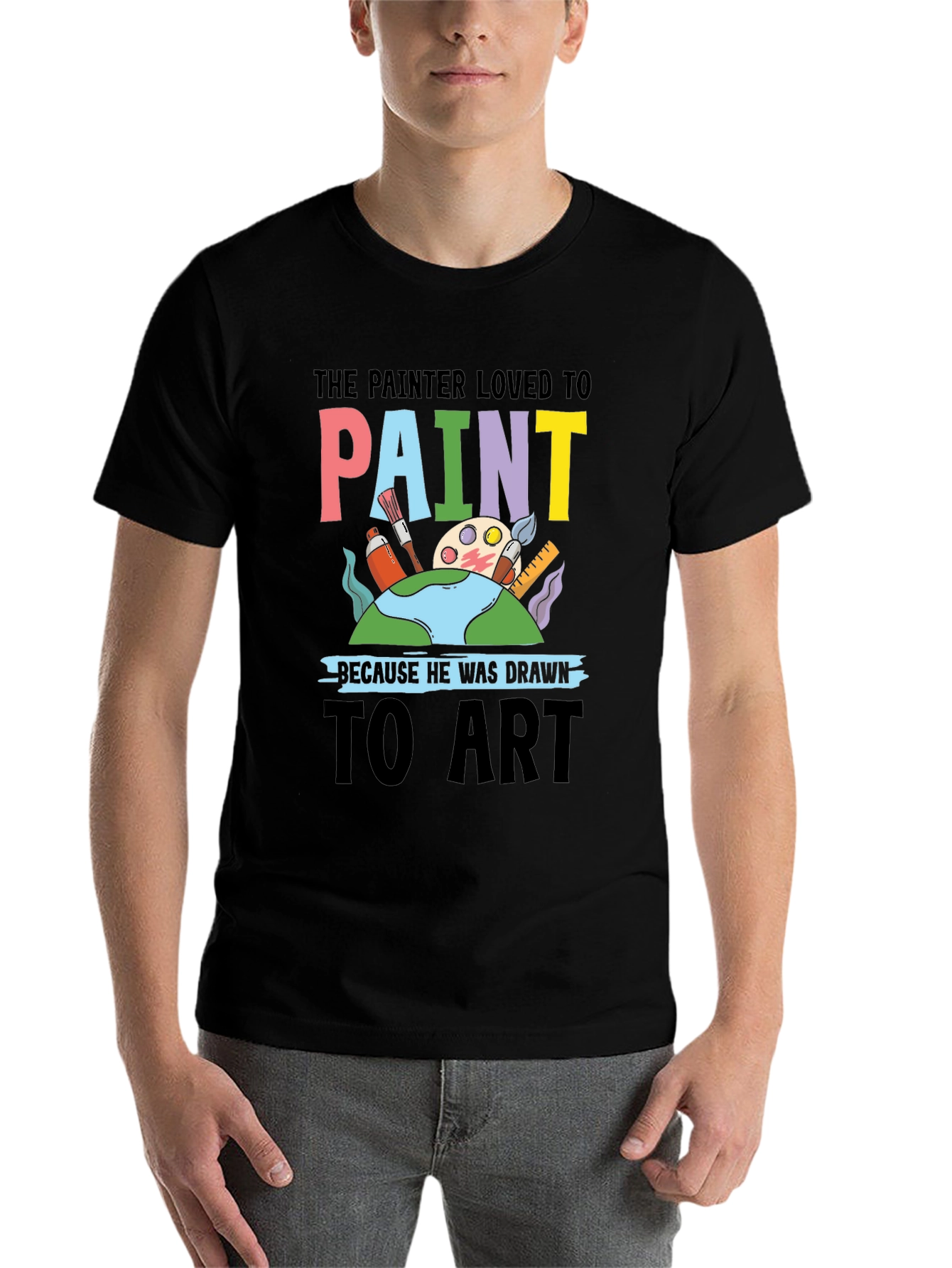 Black Painter Loved to Paint Graphic T-Shirt view 7