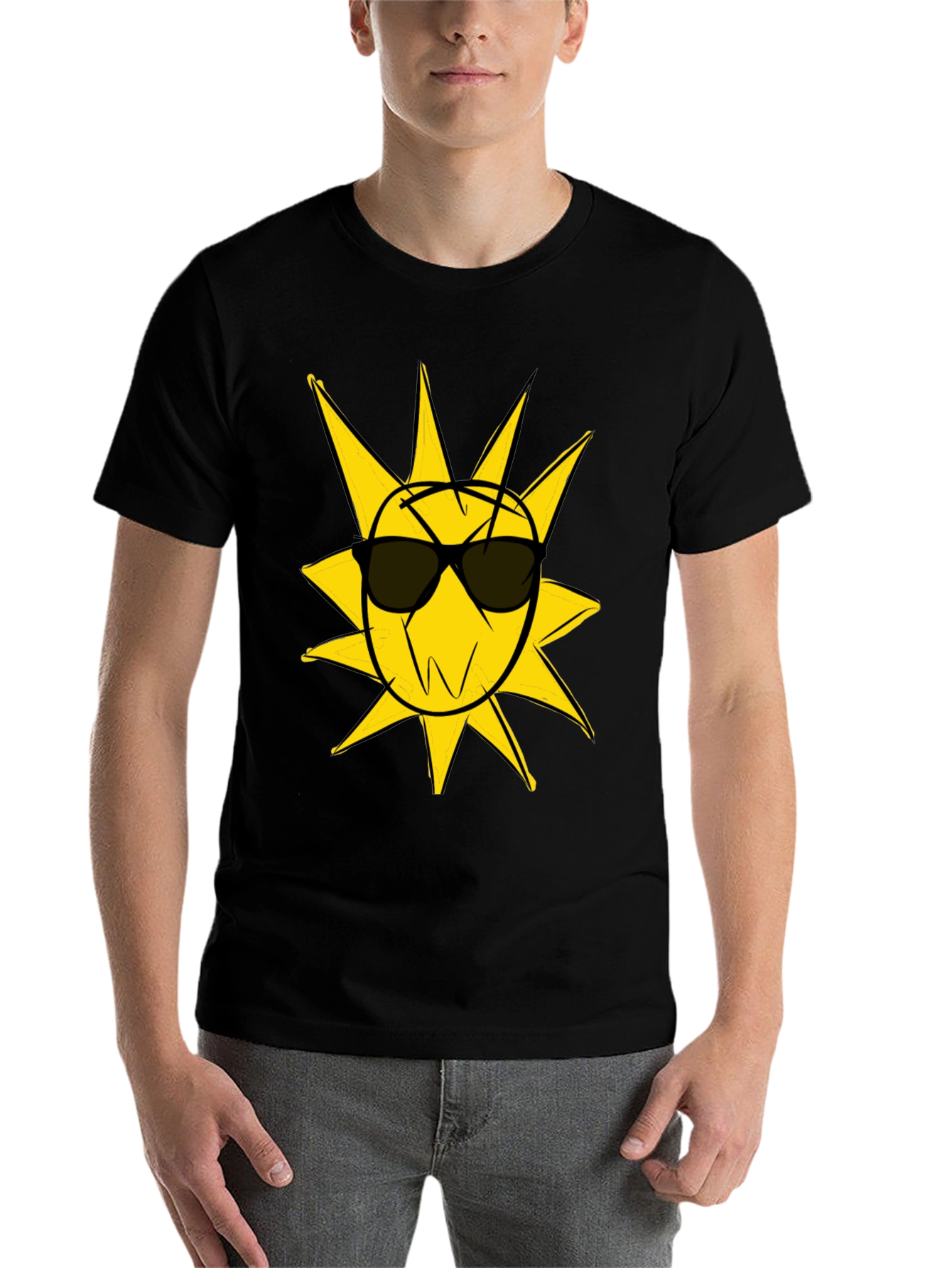 Black Cool Sun Graphic Black T-Shirt view 7
