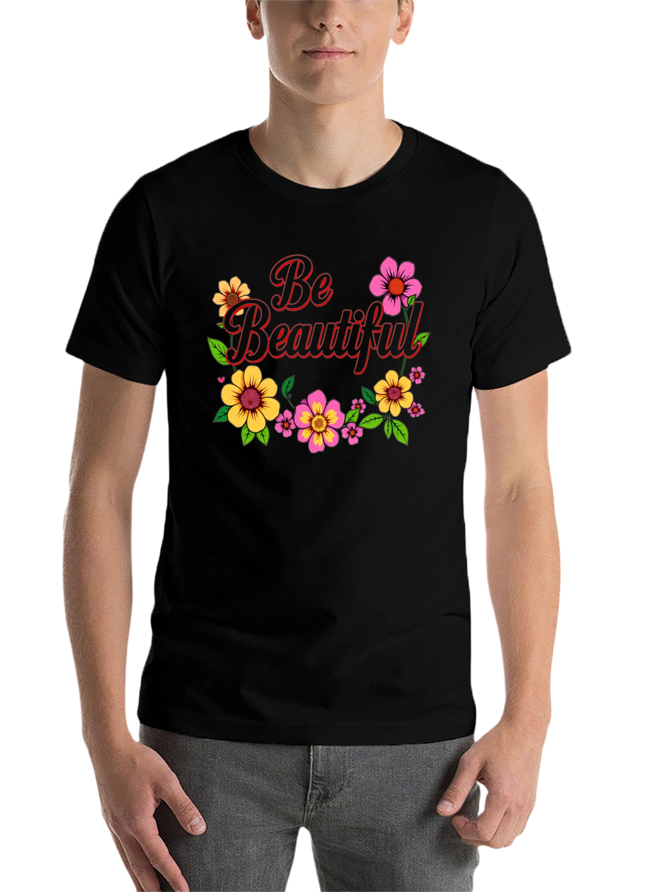 Black Be Beautiful Floral Graphic Black T-Shirt view 7