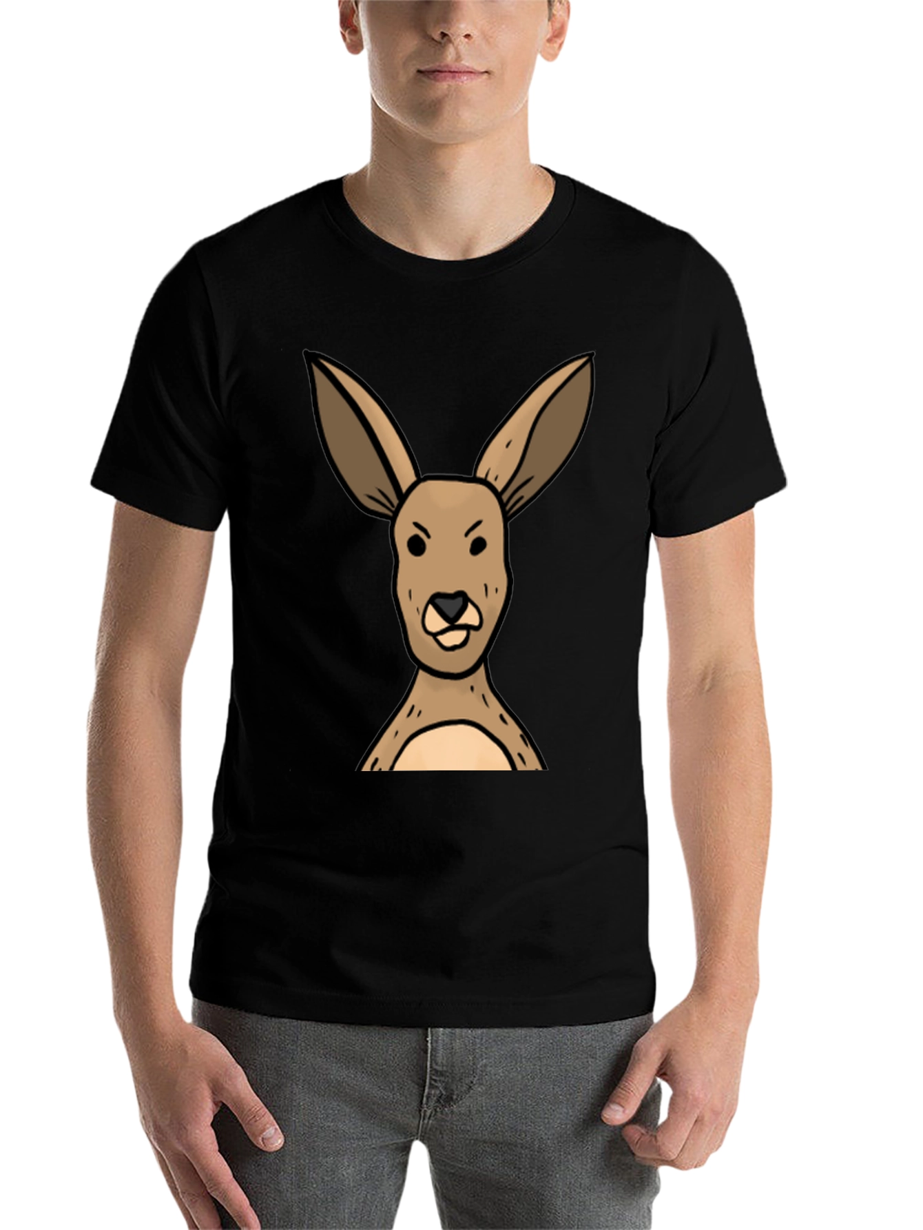 Black Funny Kangaroo Graphic Tee - Unisex Black T-Shirt view 7