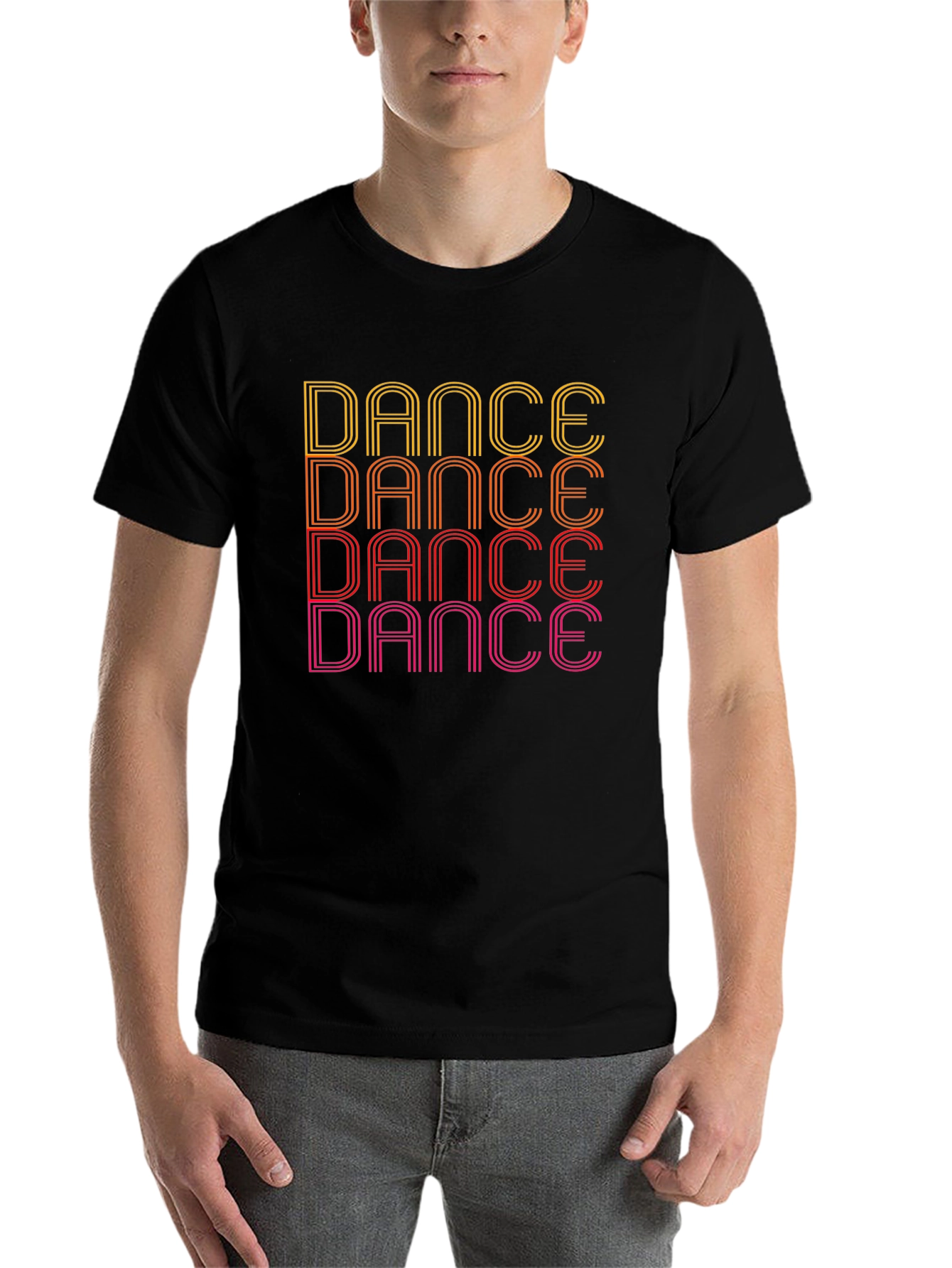 Black Retro Dance Graphic Tee - Black Cotton T-Shirt view 7