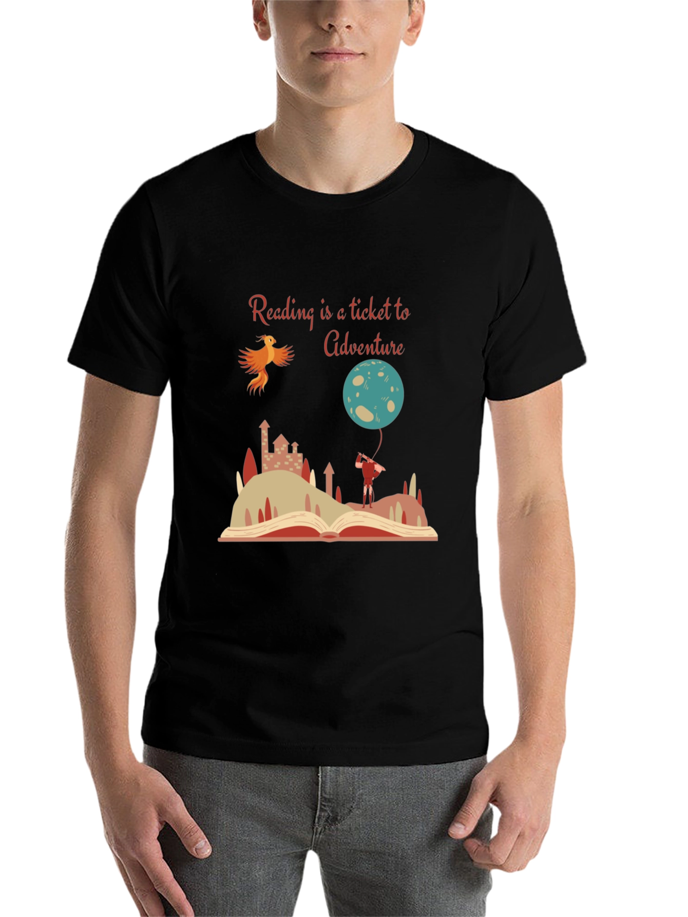 Black Reading Adventure Tee - Book Lover's T-Shirt view 7