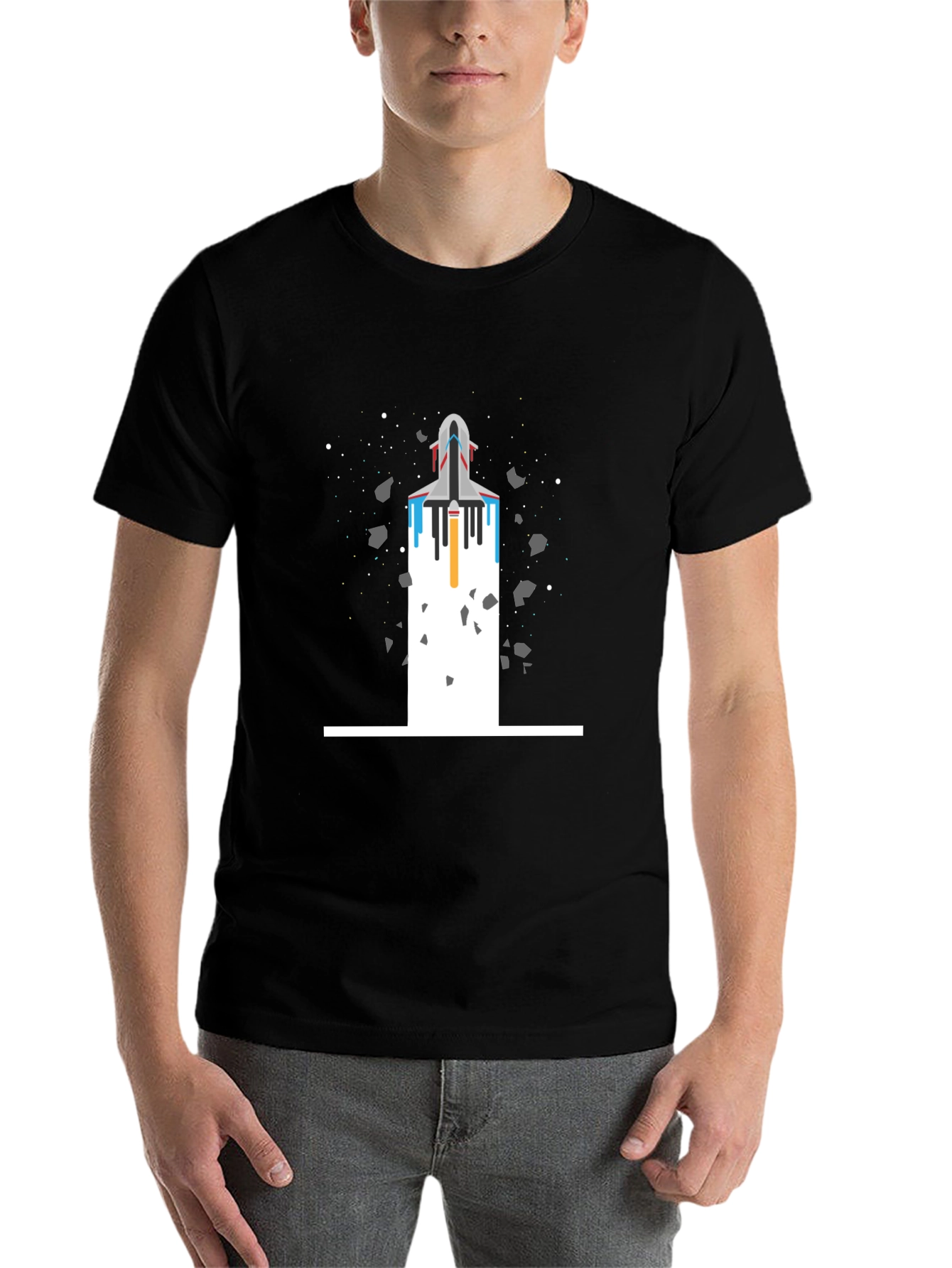 Black Space Shuttle Launch T-Shirt view 7