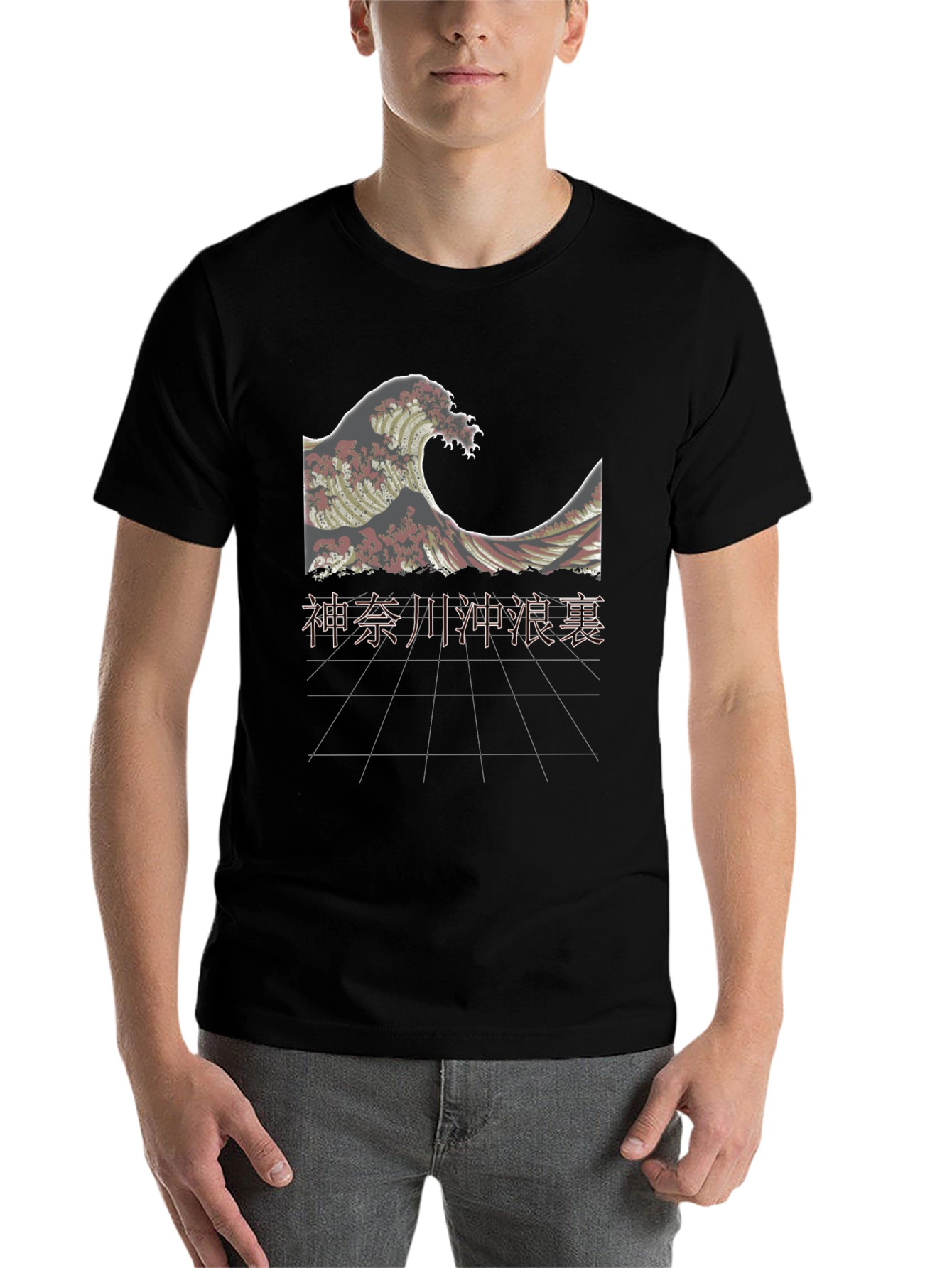Black Great Wave Kanagawa Black T-Shirt view 7