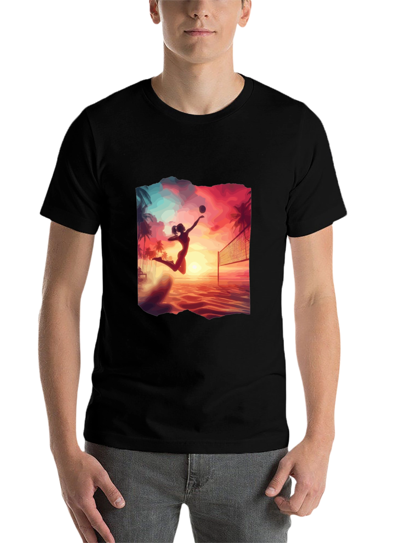 Black Sunset Volleyball T-Shirt view 7