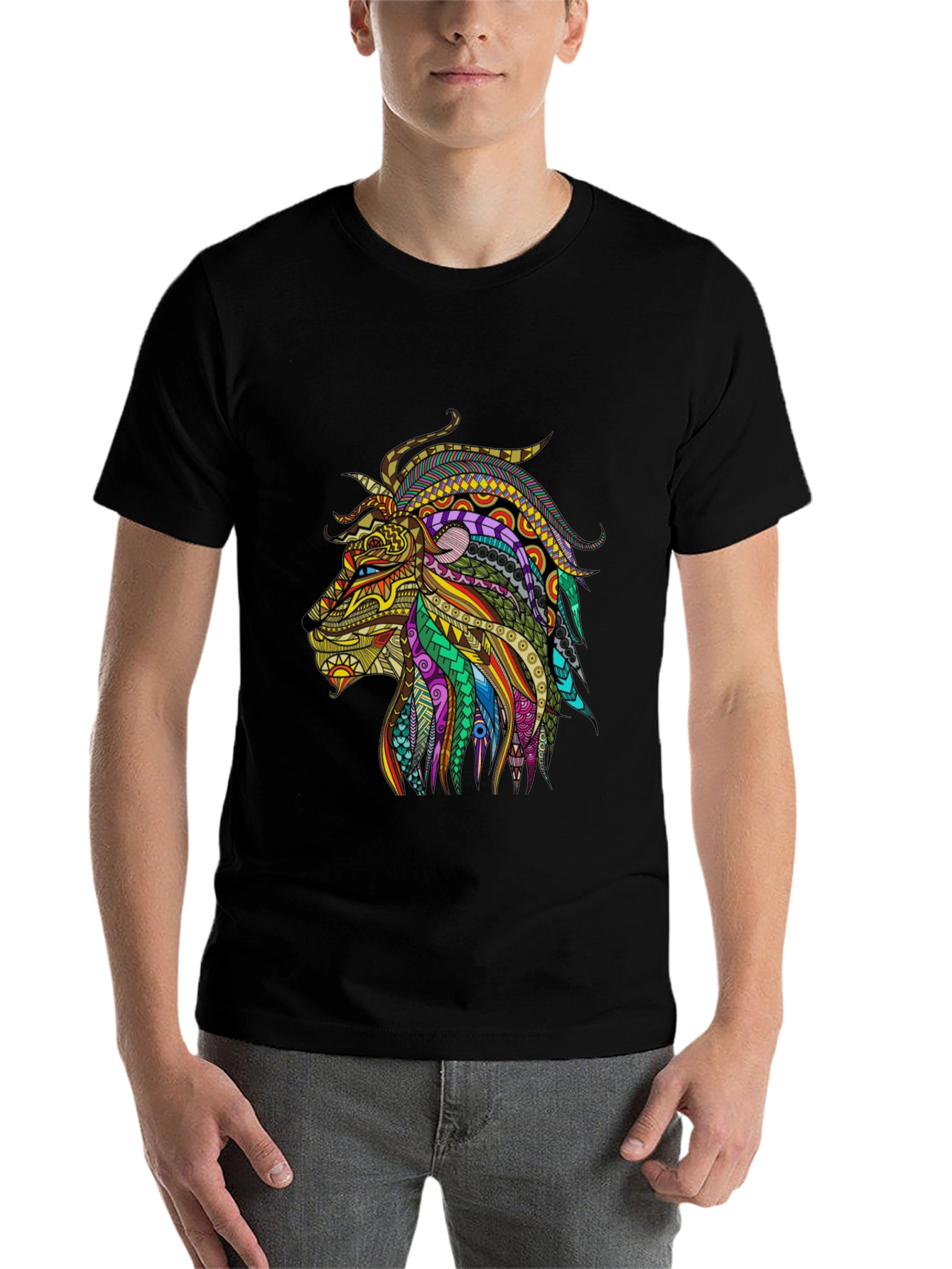Black Lion Graphic Black T-Shirt view 7
