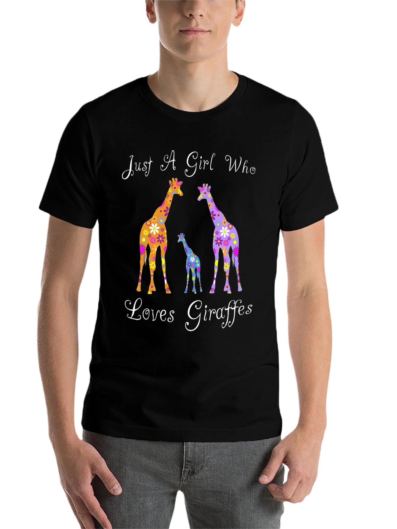 Black Giraffe Lover Graphic Tee | Women's Giraffe T-Shirt view 7