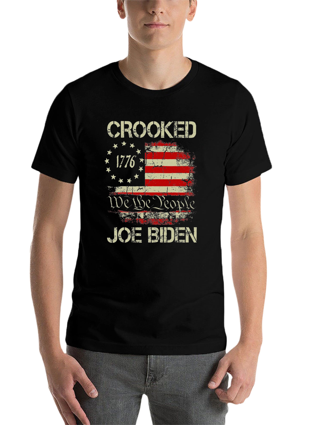 Black Crooked Joe Biden Graphic T-Shirt view 7