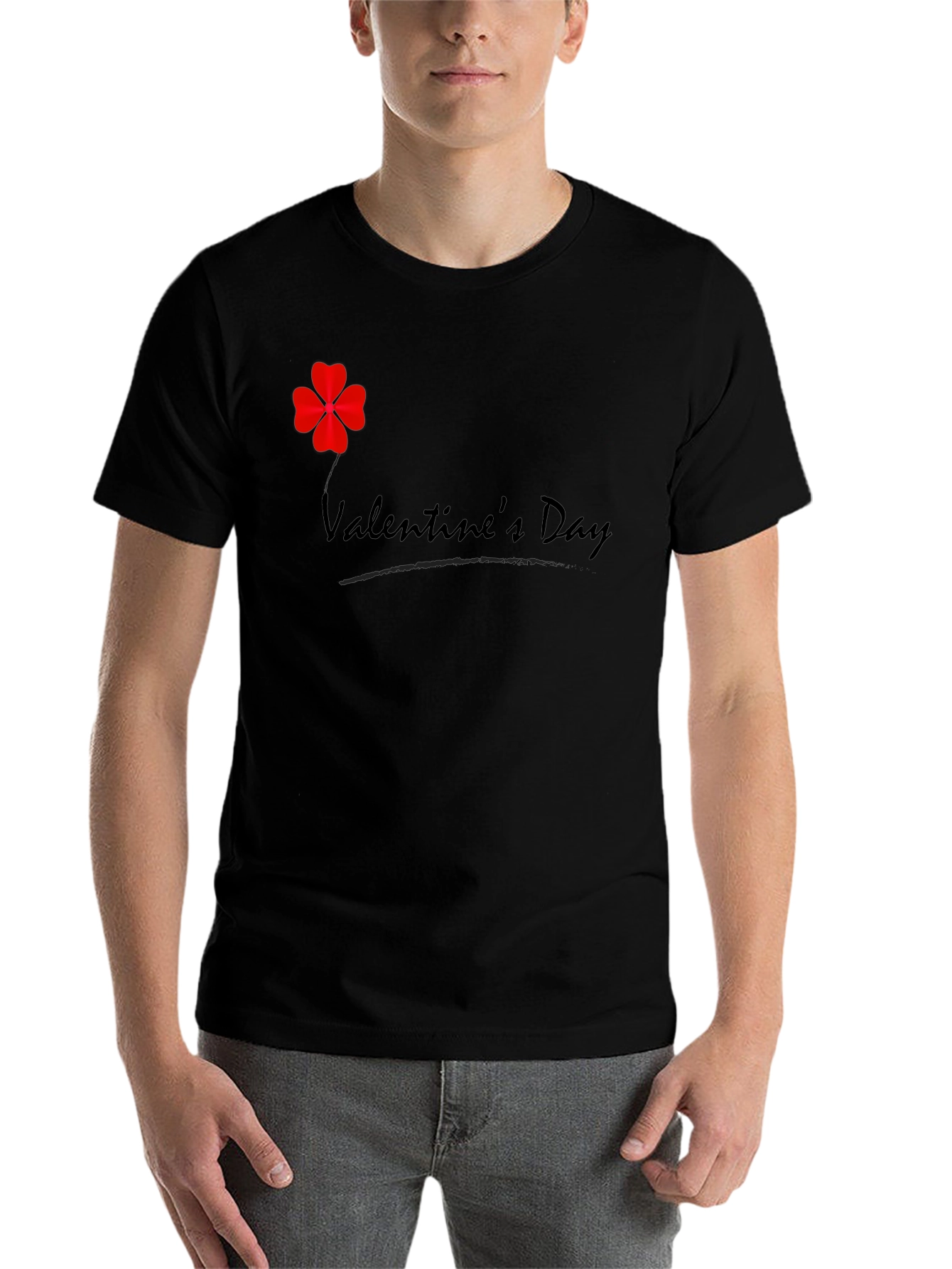 Black Valentine's Day Clover T-Shirt - Men's Black Tee view 7