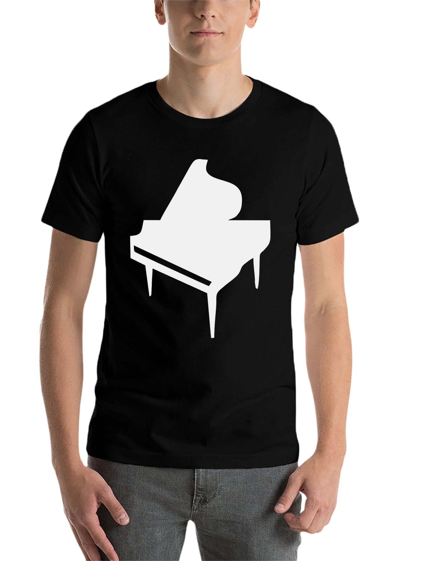 Black Grand Piano Graphic Tee - Music Lover's T-Shirt view 7