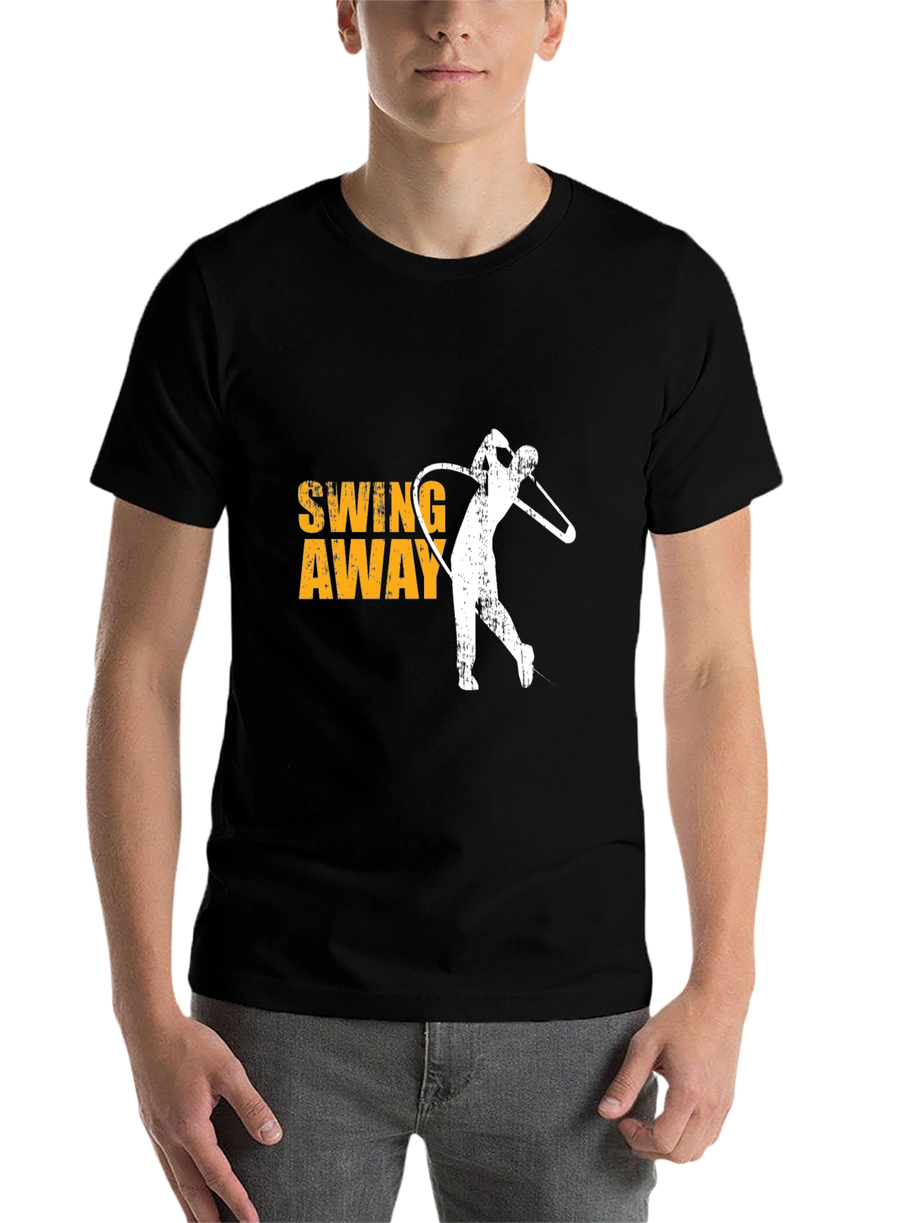 Black Golf Swing Away Tee - Black Cotton Graphic T-Shirt view 7