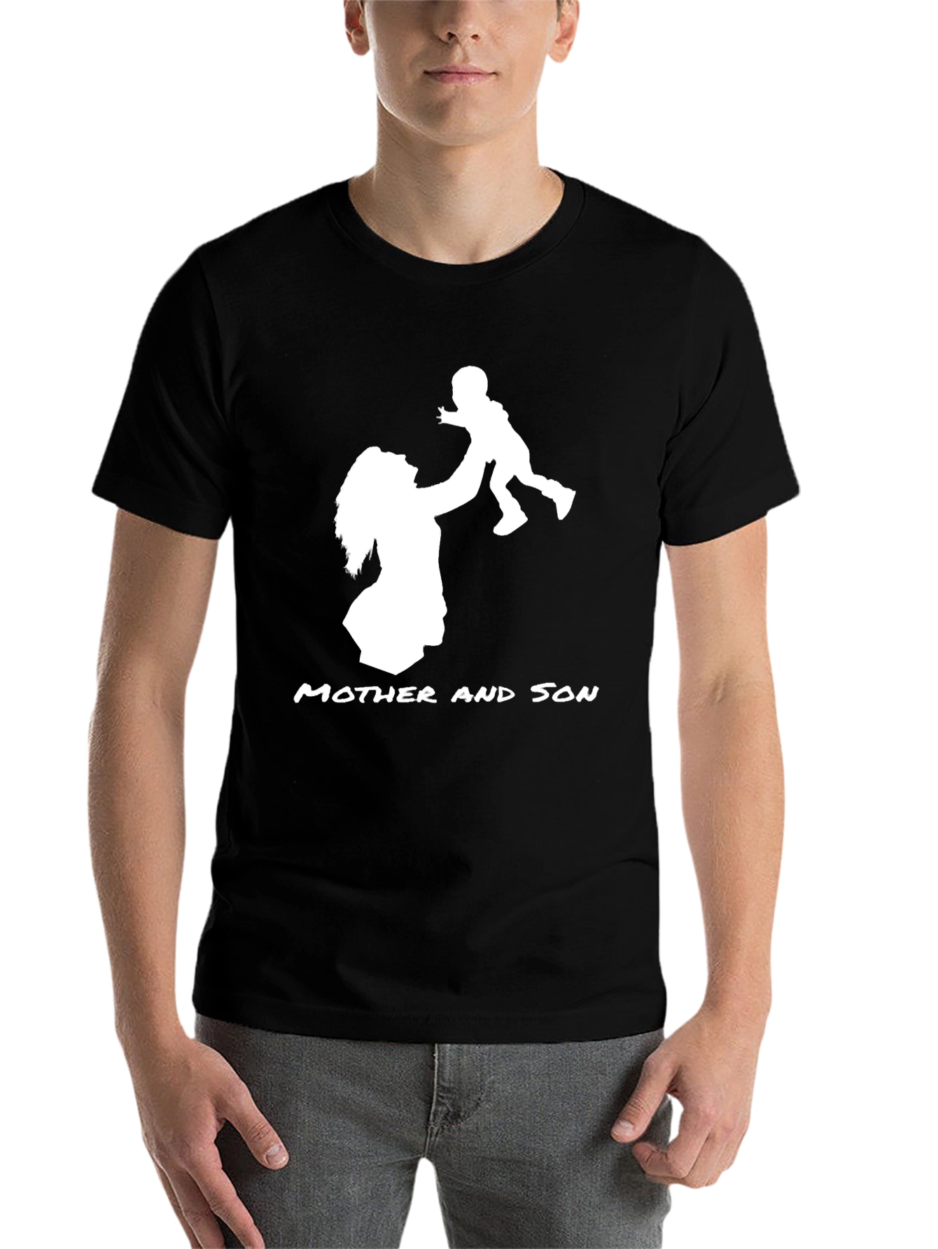 Black Mother and Son Graphic Print Black T-Shirt view 7