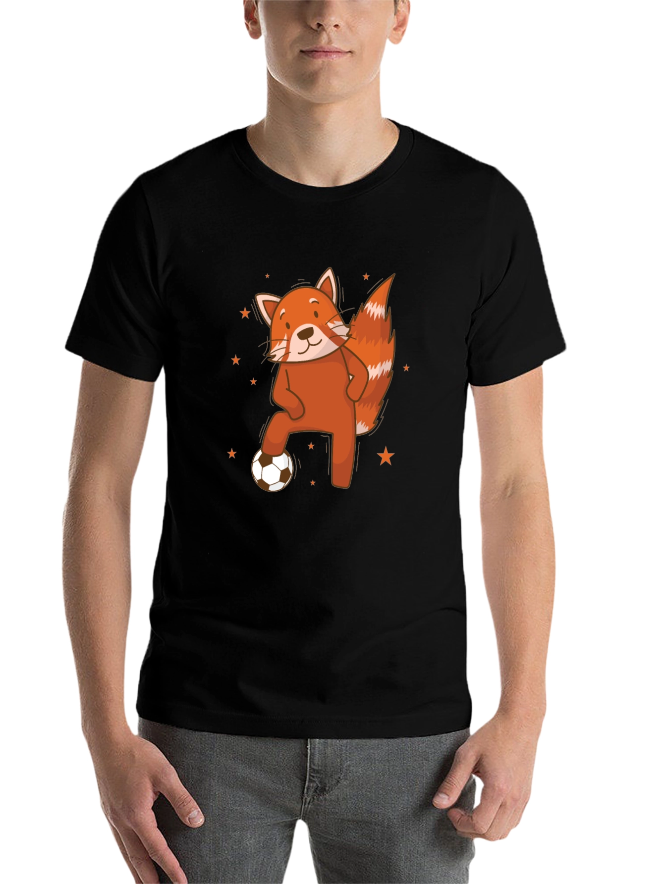 Black Red Panda Soccer T-Shirt - Cute Animal Tee view 7