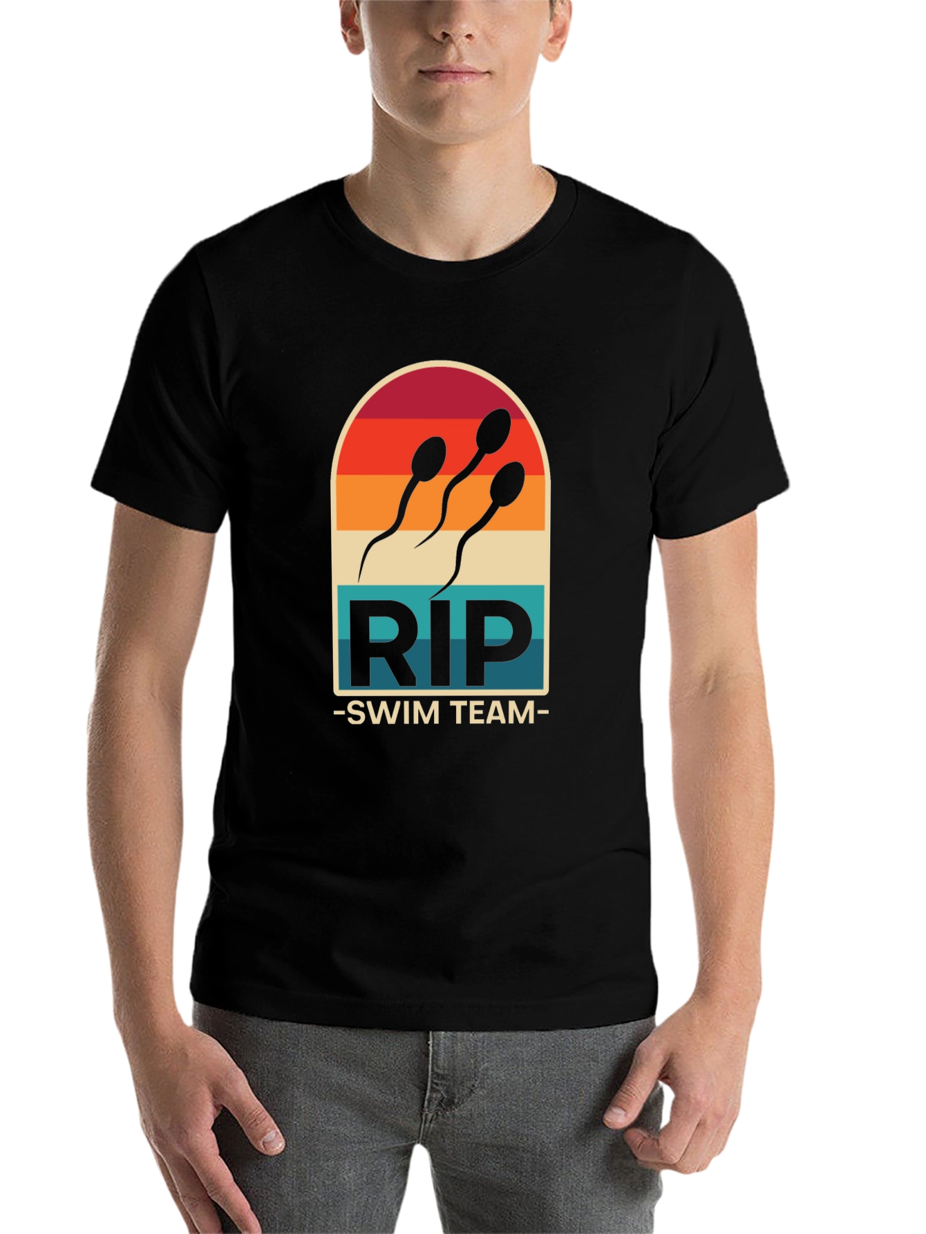 Black RIP Swim Team T-Shirt - Funny Sperm Design Tee view 7