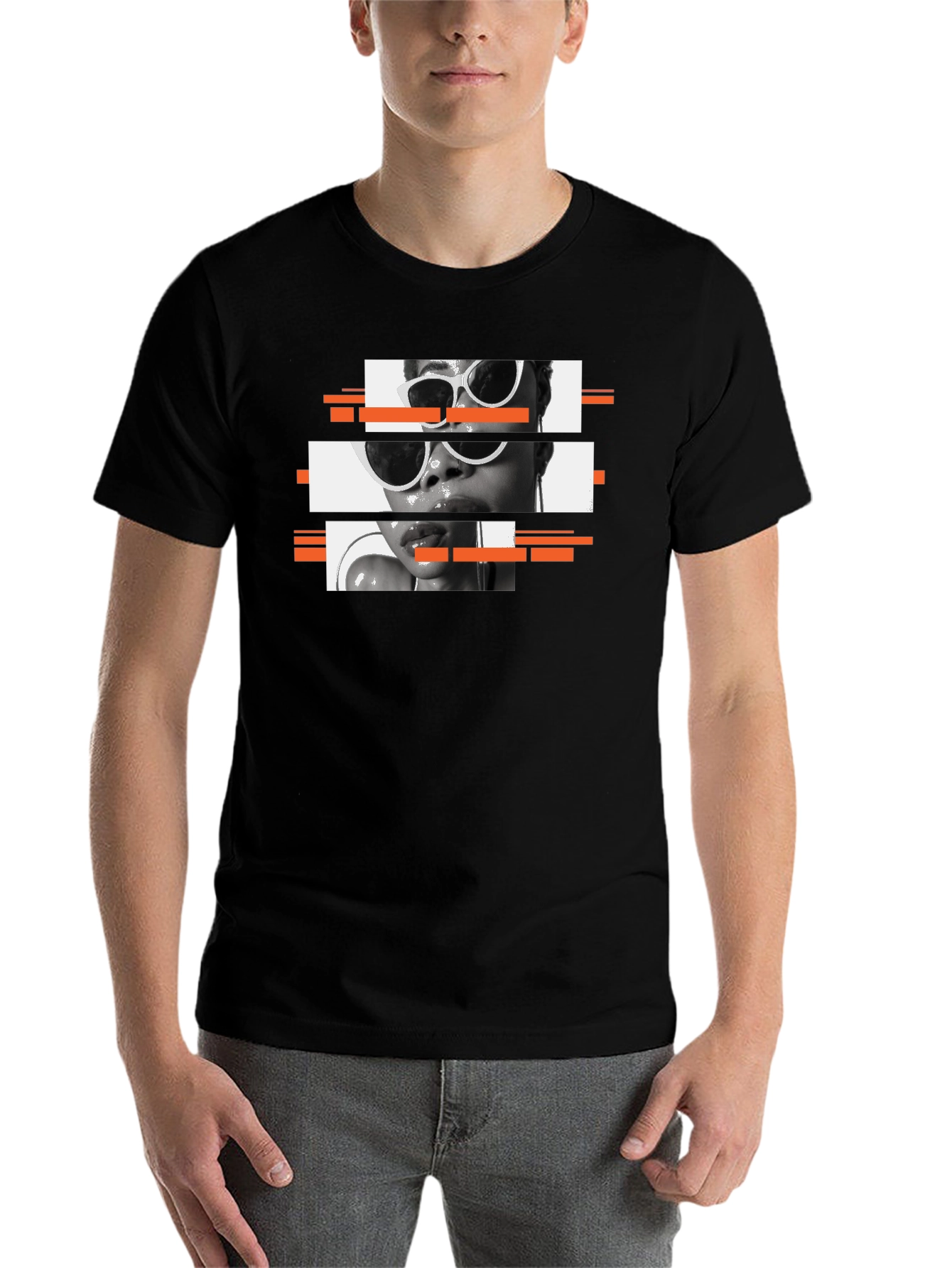 Black Modern Glitch Graphic Tee - Cool Black T-Shirt view 7