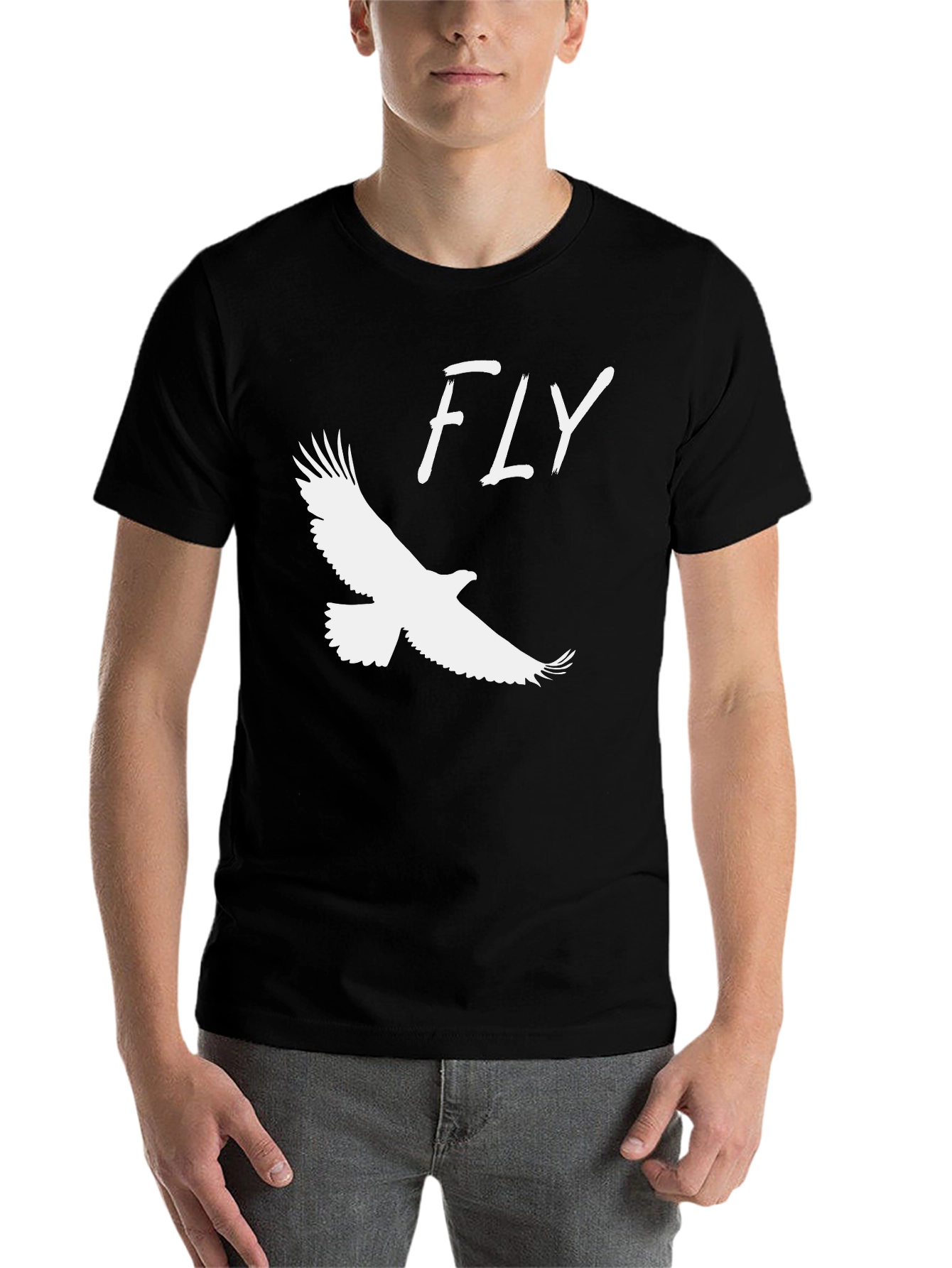 Black Fly Eagle Graphic Tee - Black Short Sleeve Crew Neck view 7