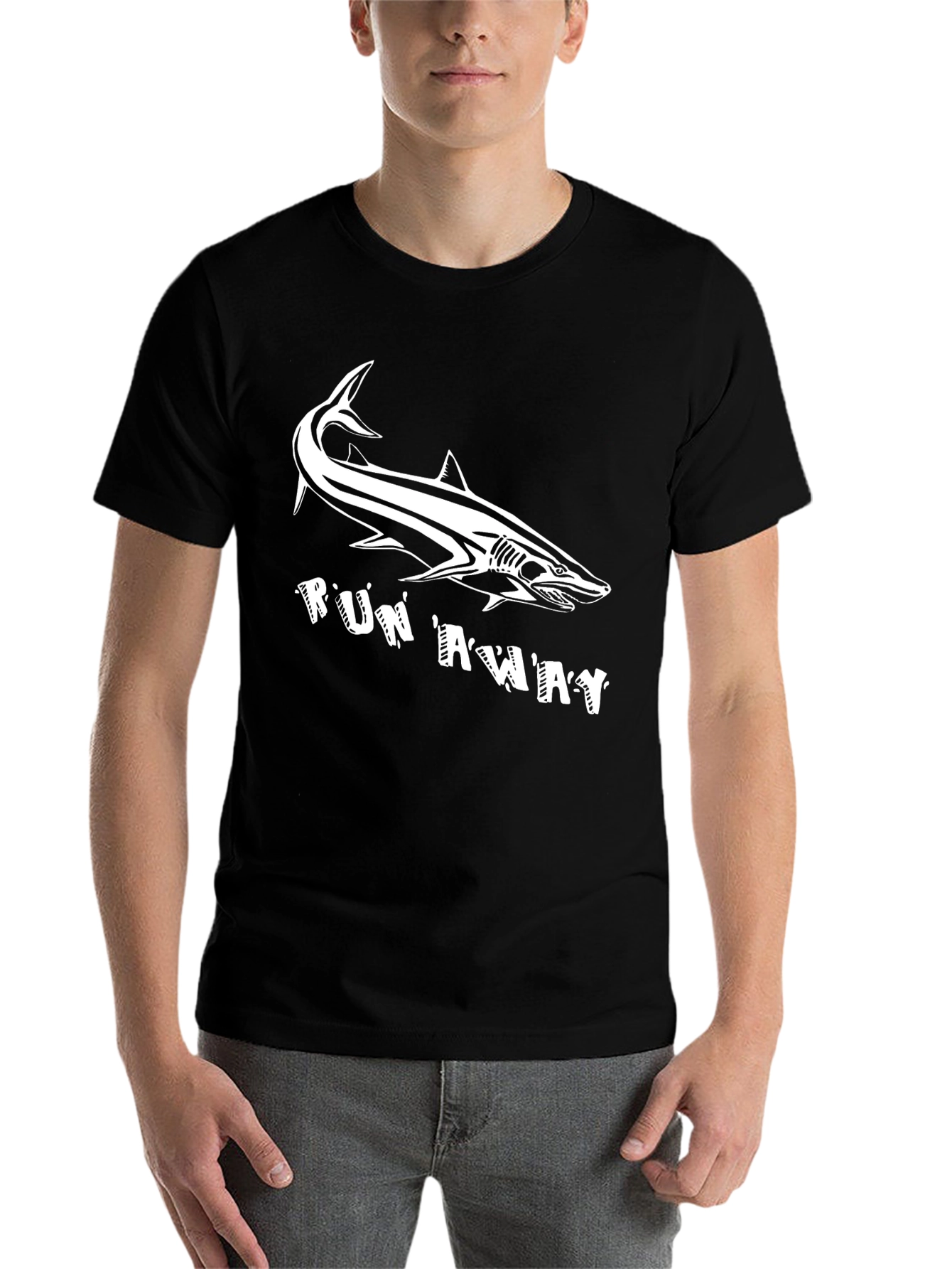 Black Shark Run Away Graphic Tee view 7