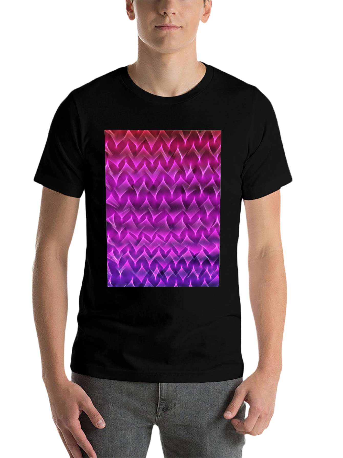 Black Abstract Pattern Black T-Shirt view 7