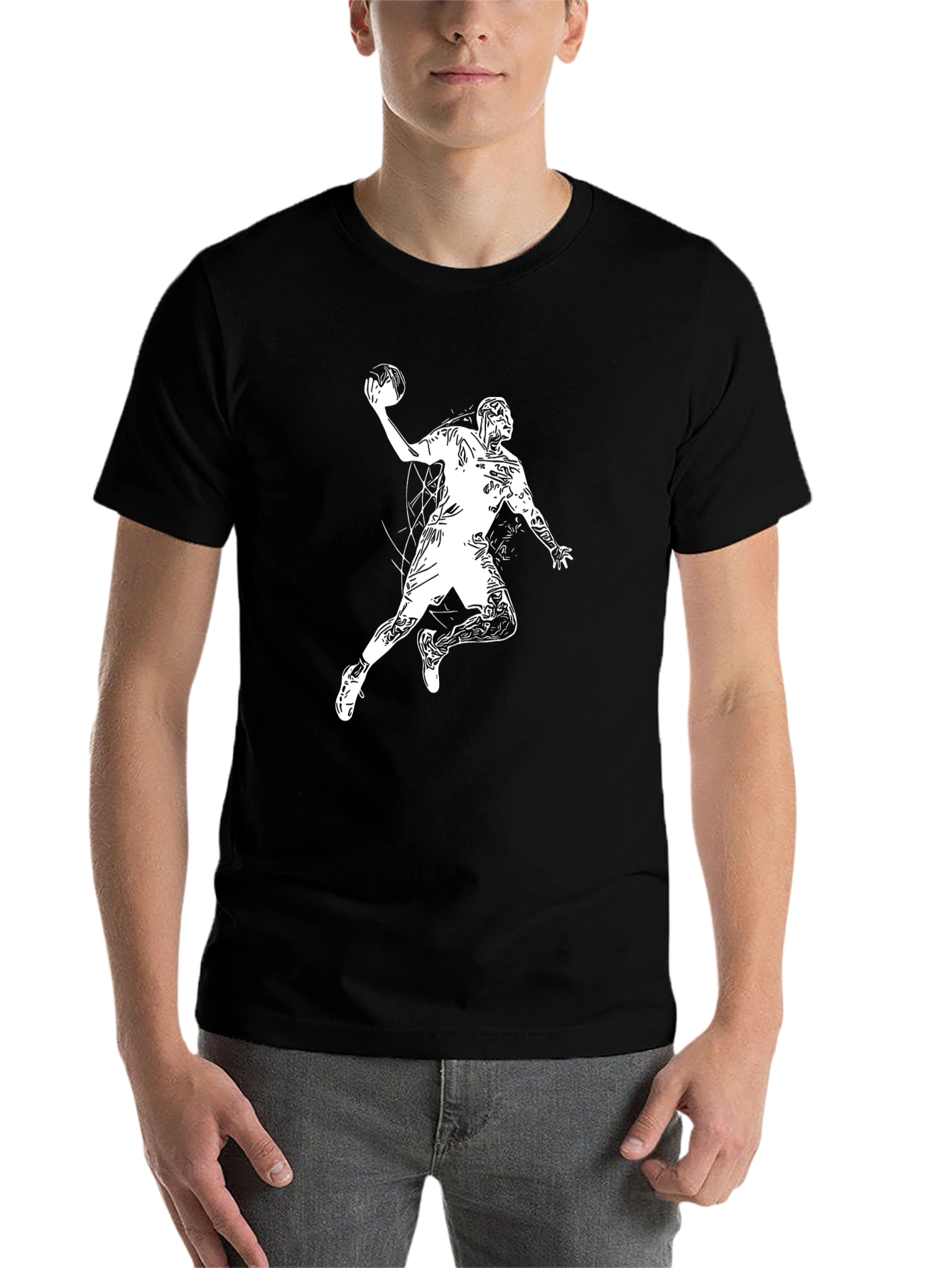 Black Handball Player Graphic Tee - Black view 7