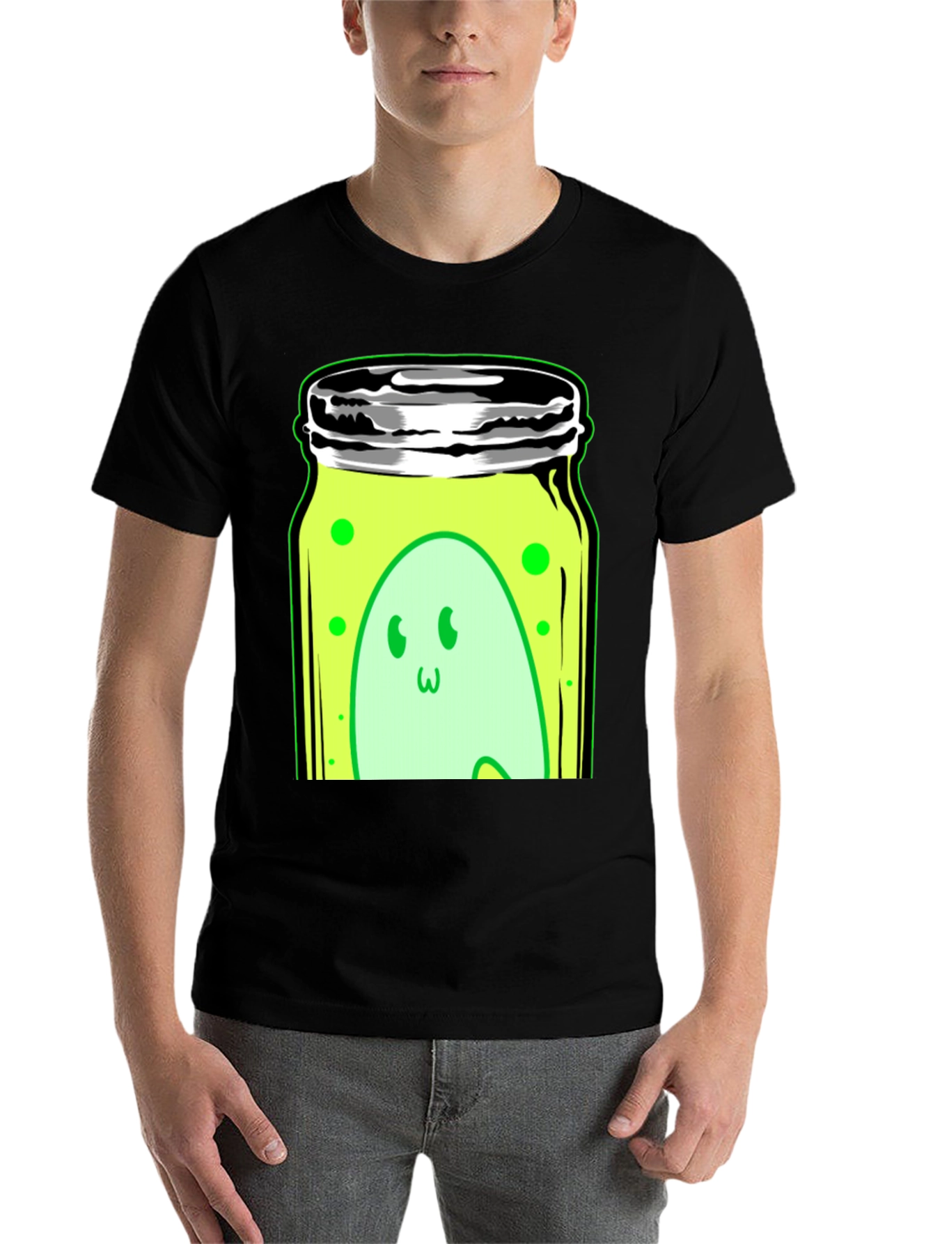 Black Ghost in a Jar Graphic Tee - Black Cotton Blend view 7
