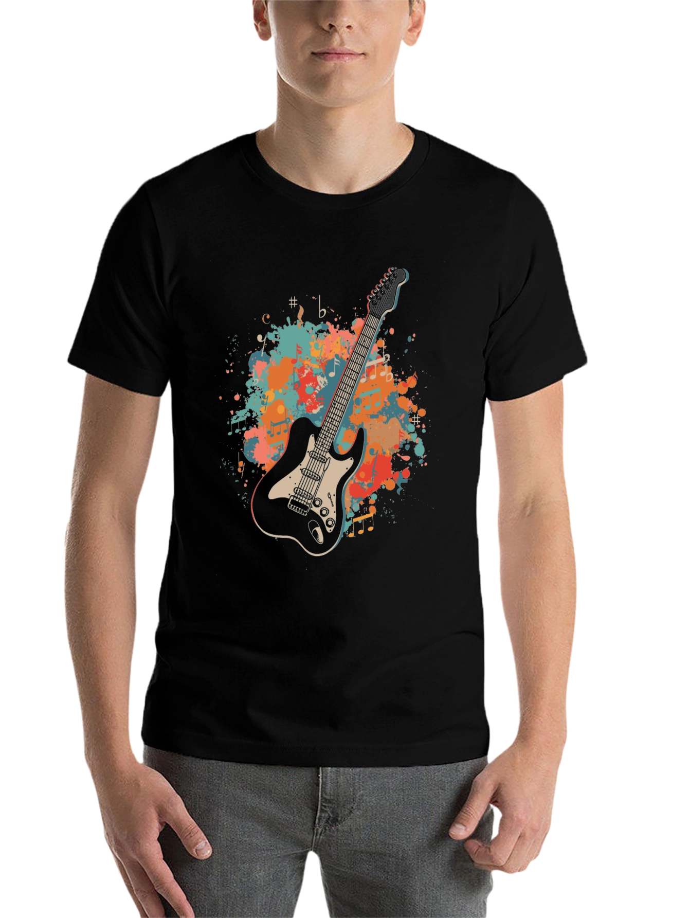 Black Guitar Graphic Tee - Music Lover's T-Shirt view 7