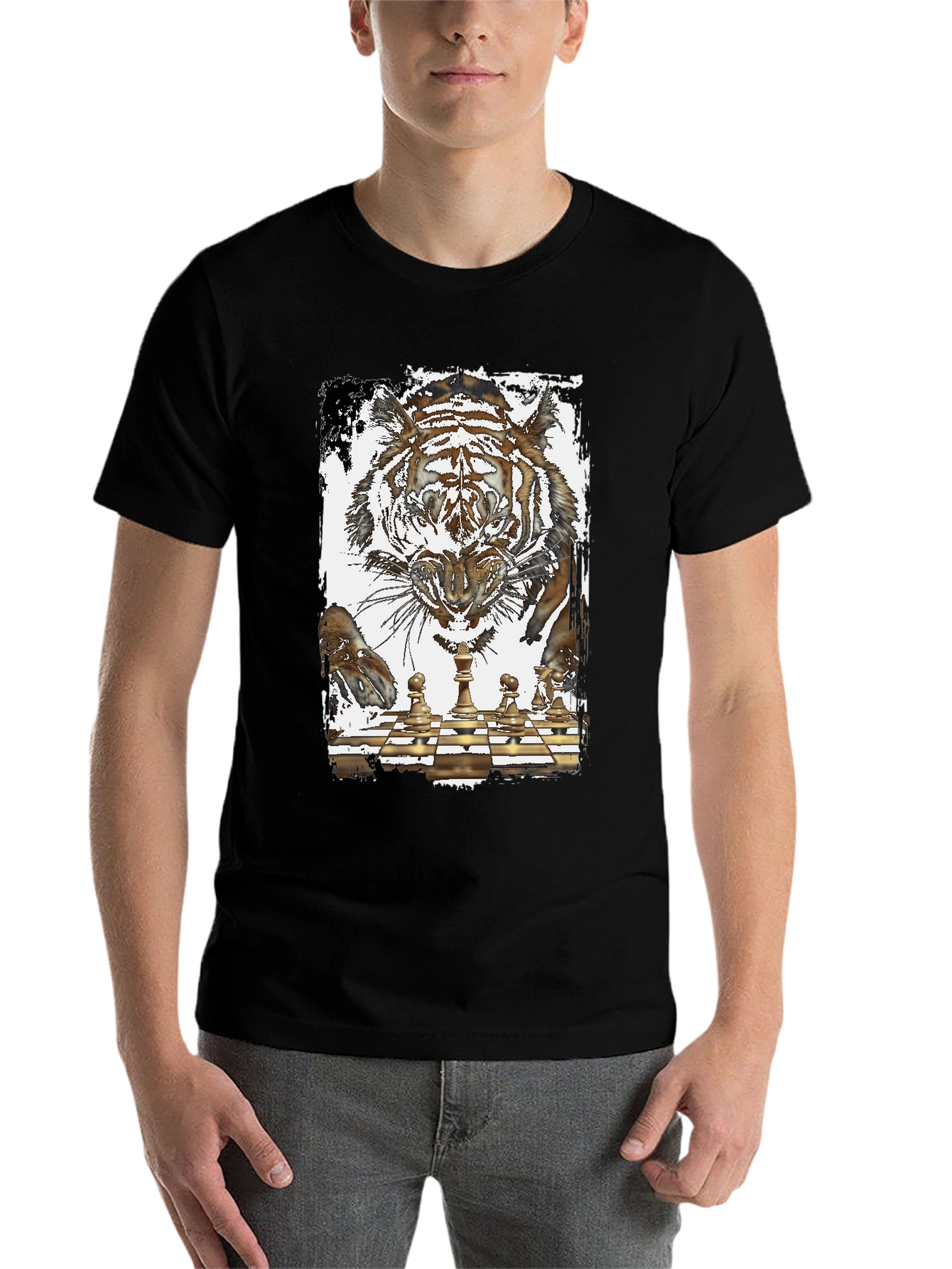 Black Tiger Chess Graphic T-Shirt view 7