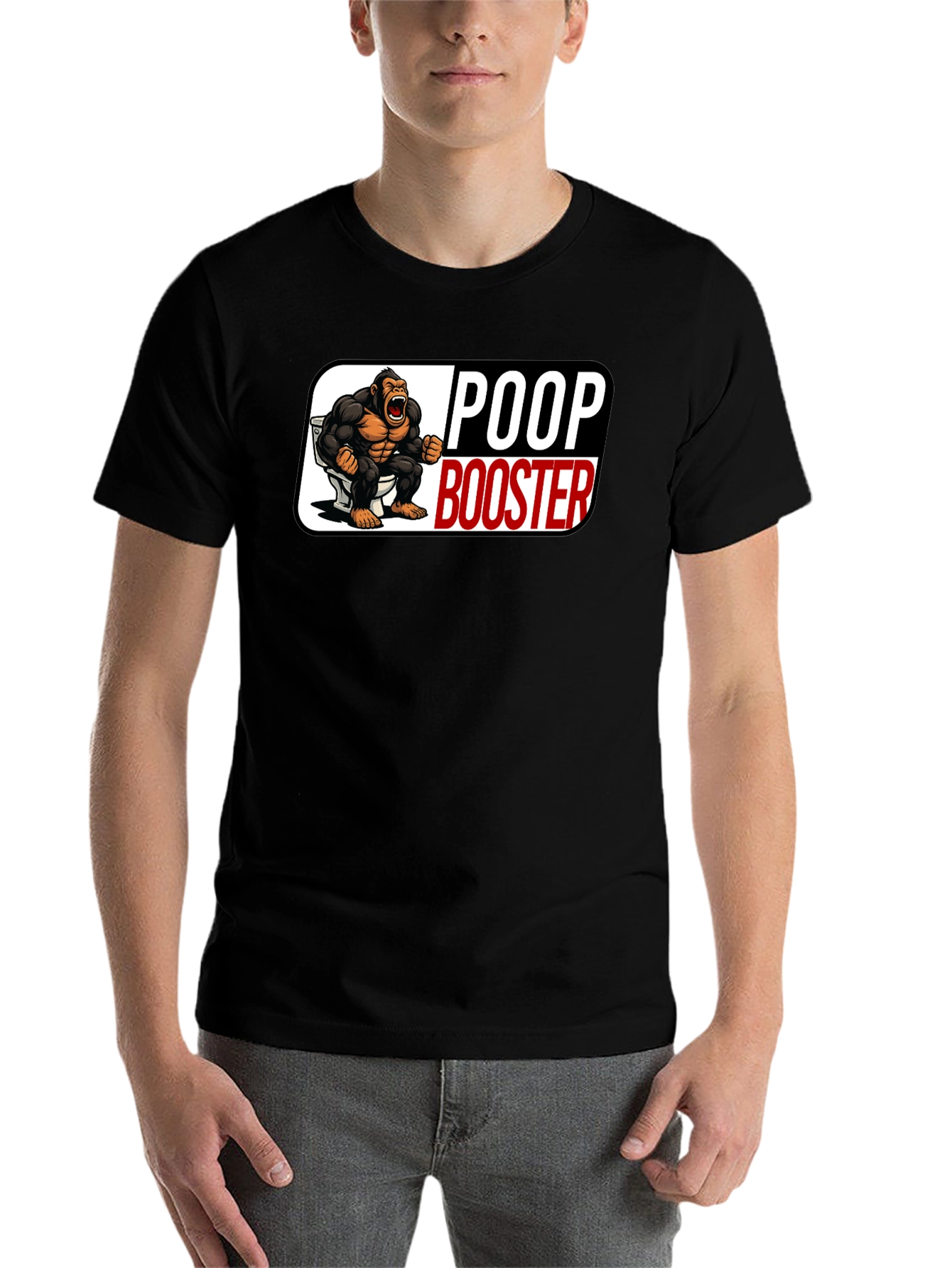 Black Poop Booster Gorilla Graphic T-Shirt view 7