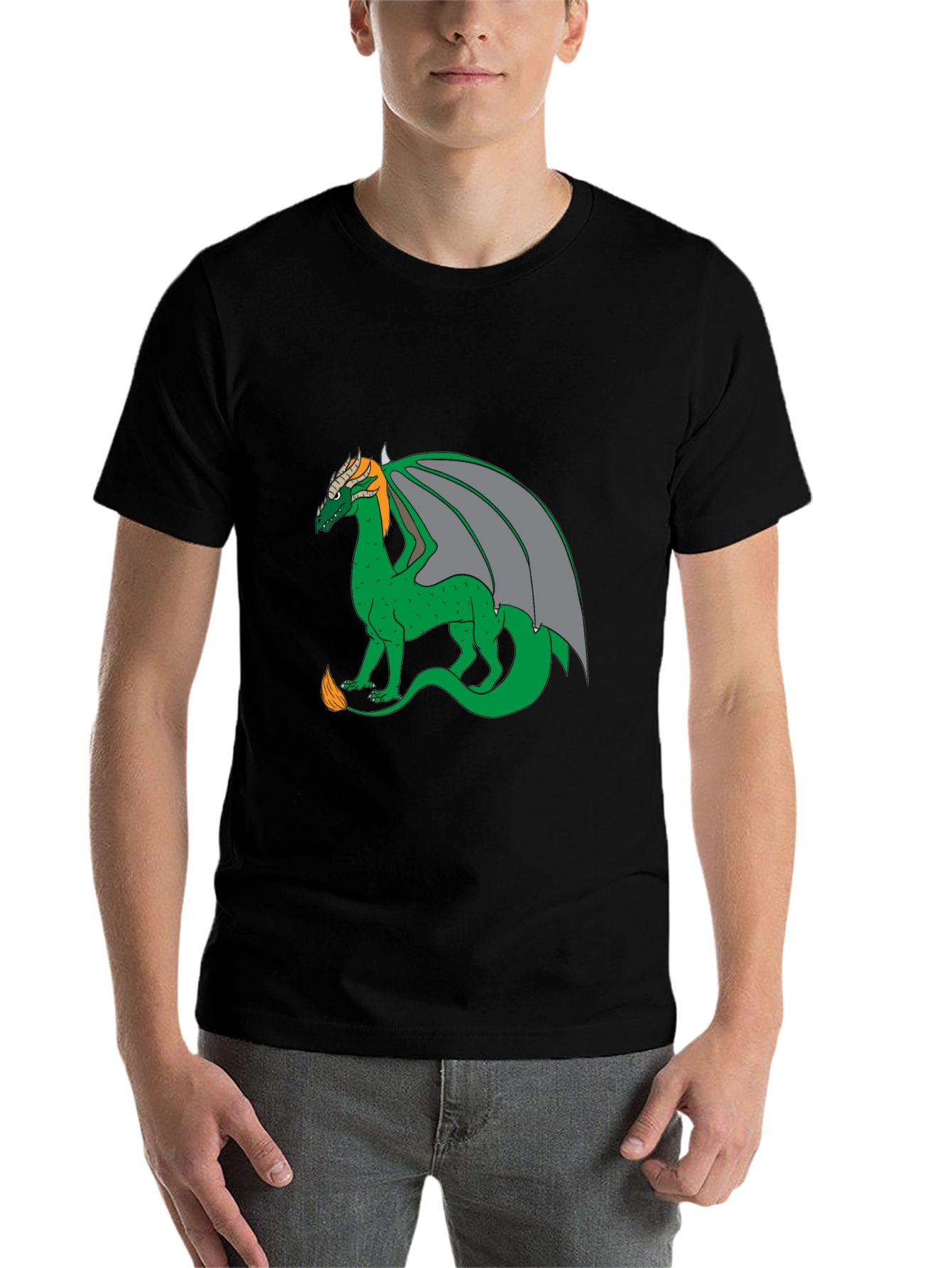 Black Dragon Graphic Tee - Black Cotton Blend Casual Wear view 7
