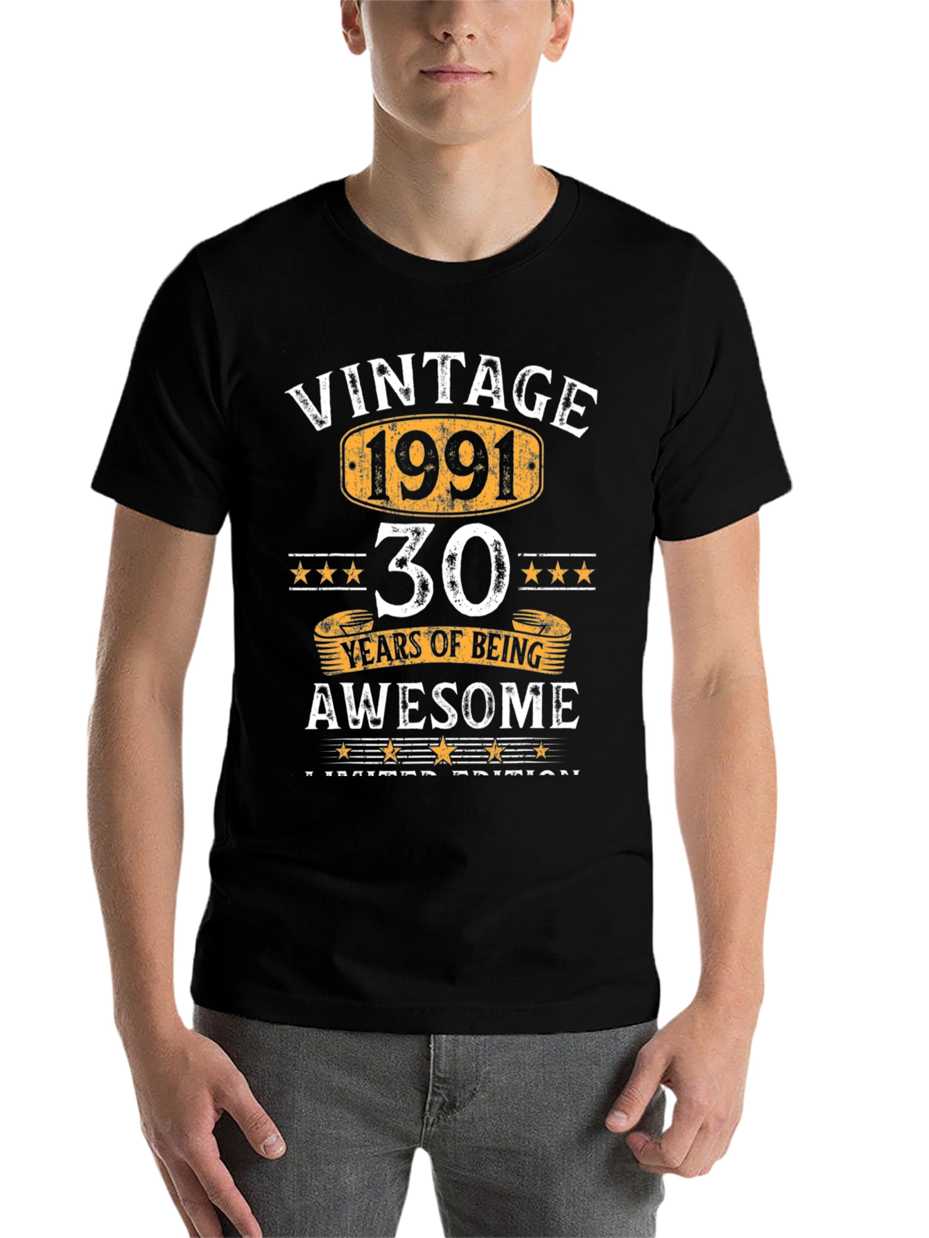 Black Vintage 1991 30 Years Awesome Limited Edition T-Shirt view 7