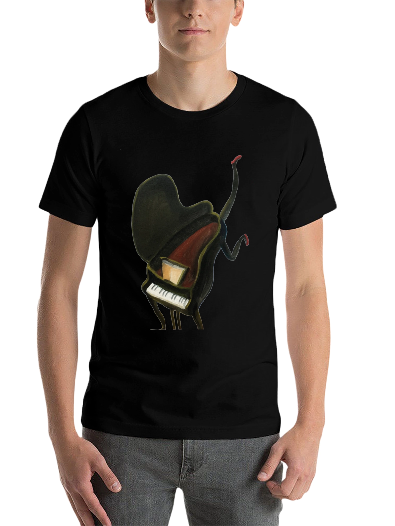 Black Piano Man Graphic Tee - Unique Music Lover T-Shirt view 7