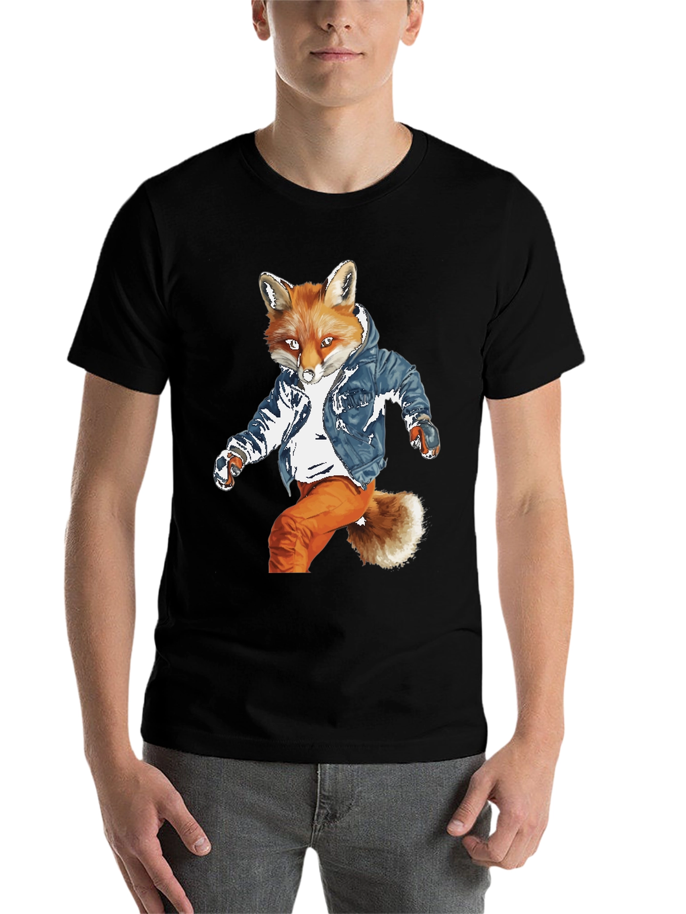 Black Cool Fox Graphic Tee - Urban Style view 7