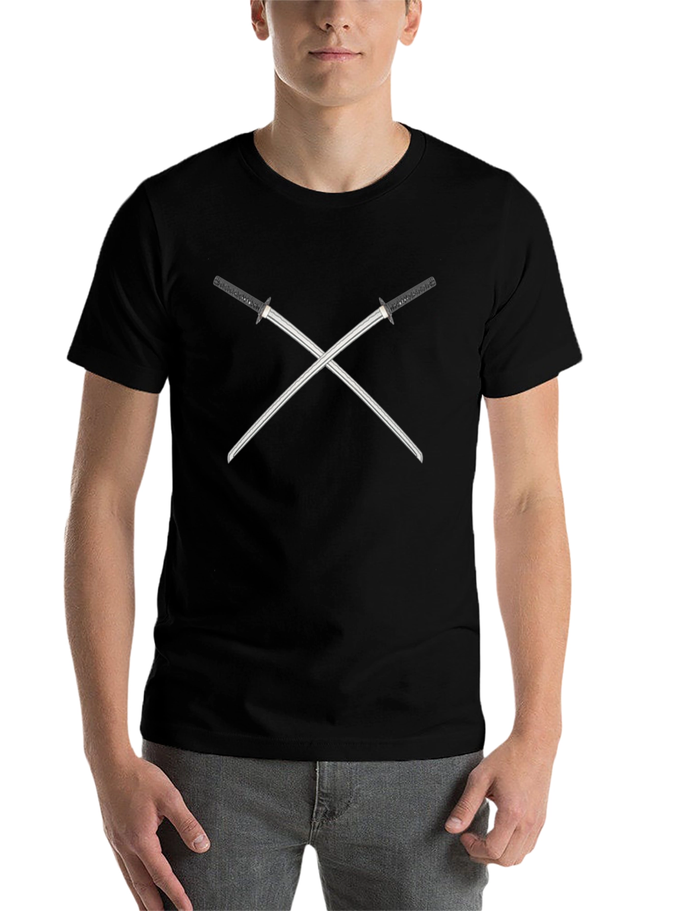 Black Crossed Swords Graphic Tee - Black view 7