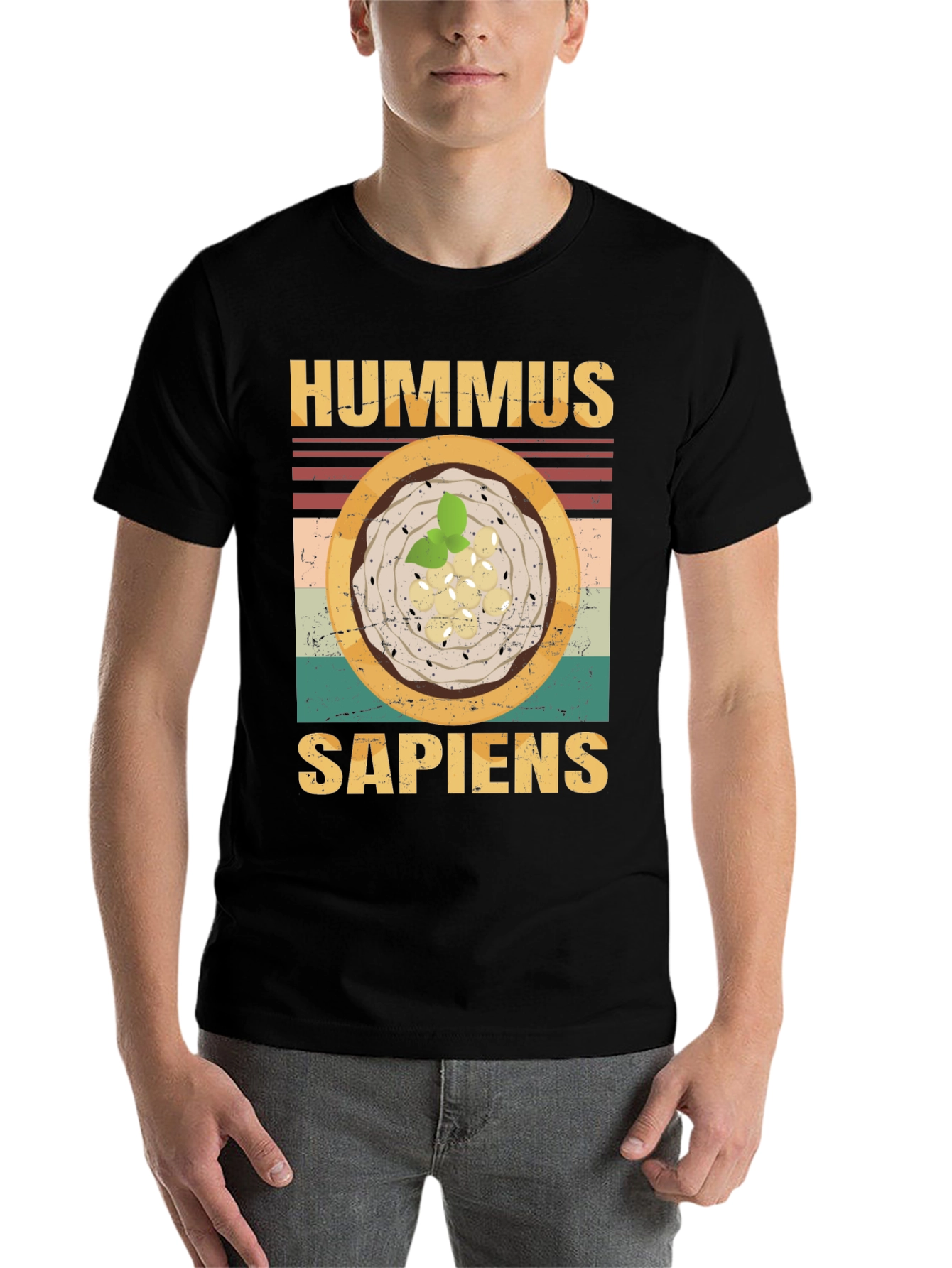 Black Hummus Sapiens Graphic Tee - Funny Food Lover's T-Shirt view 7