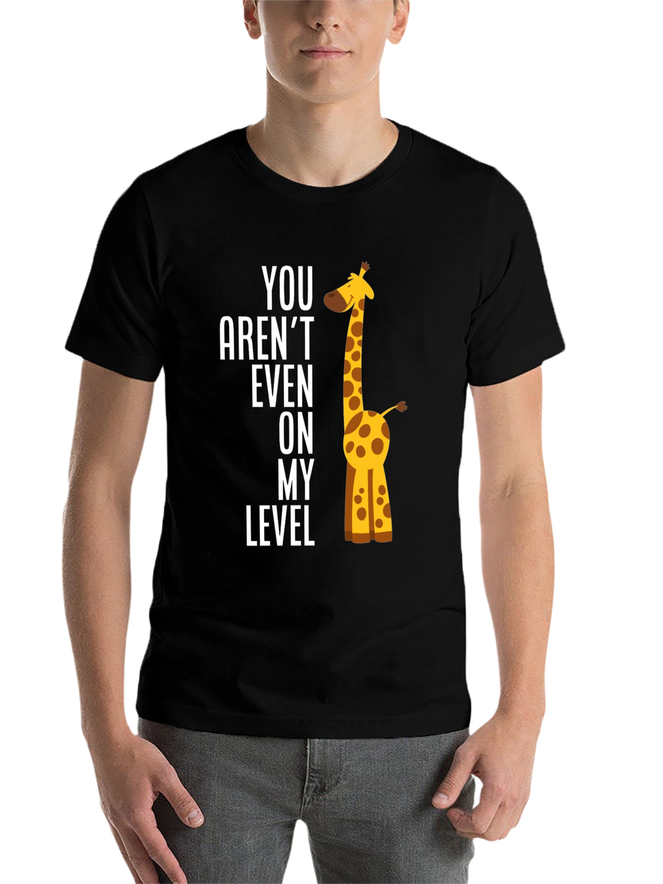 Black Funny Giraffe T-Shirt - "You Aren't Even on My Level" view 7