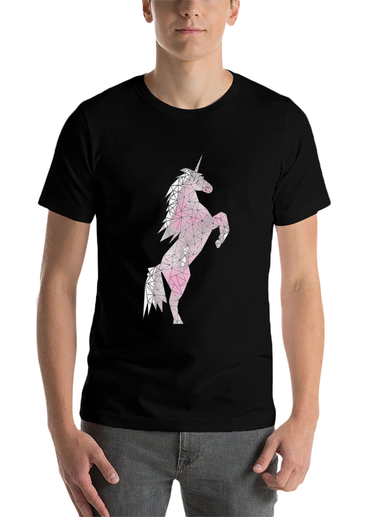 Black Geometric Unicorn Graphic Tee view 7