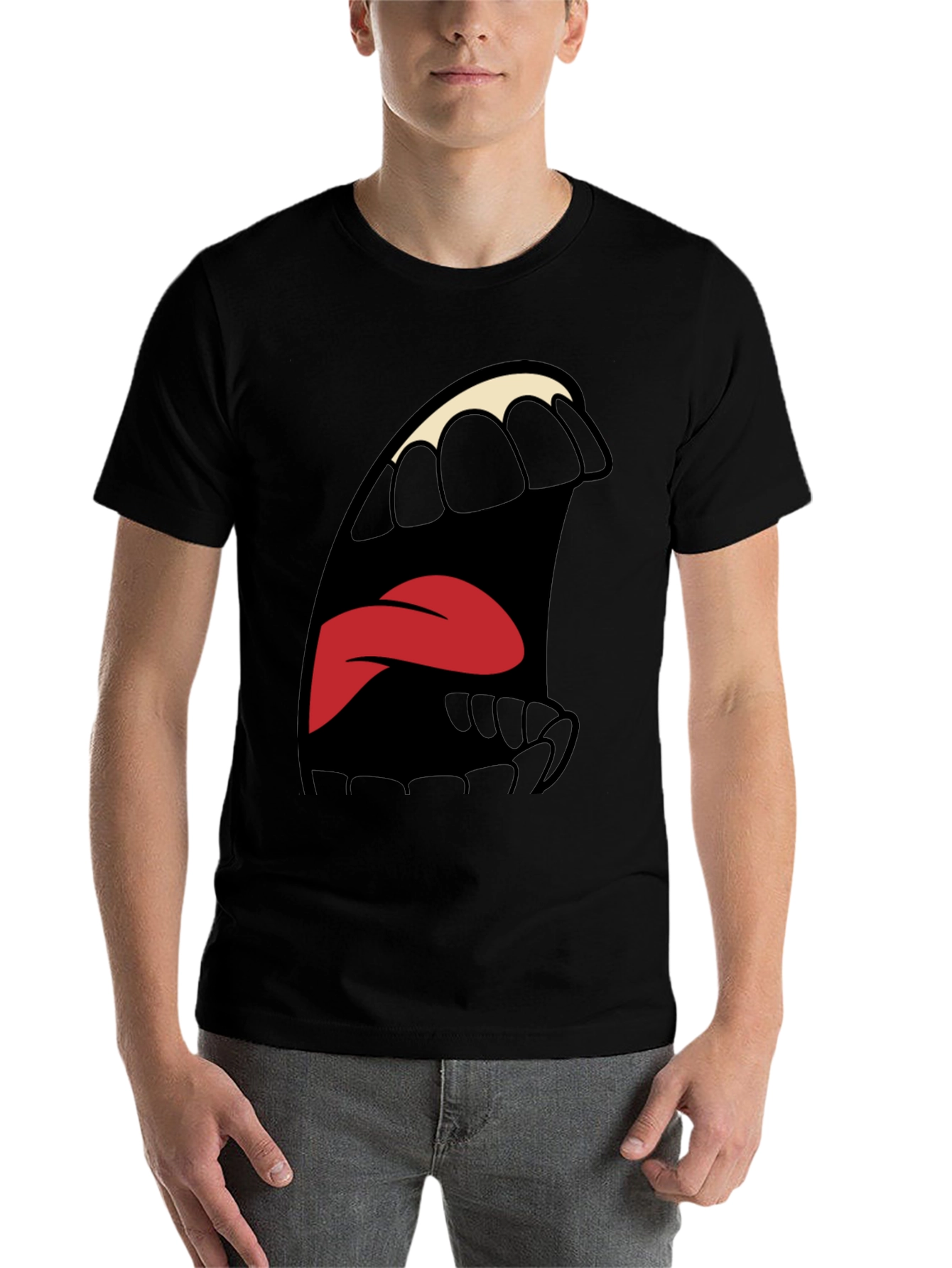Black Cartoon Mouth Graphic Tee - Expressive Style view 7
