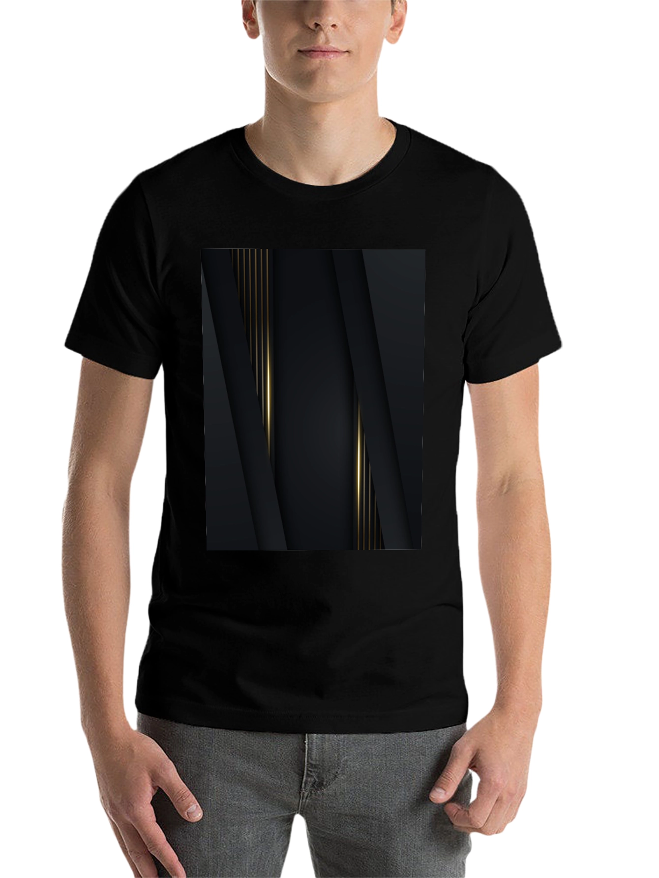 Black Elegant Black & Gold Abstract Design Tee view 7