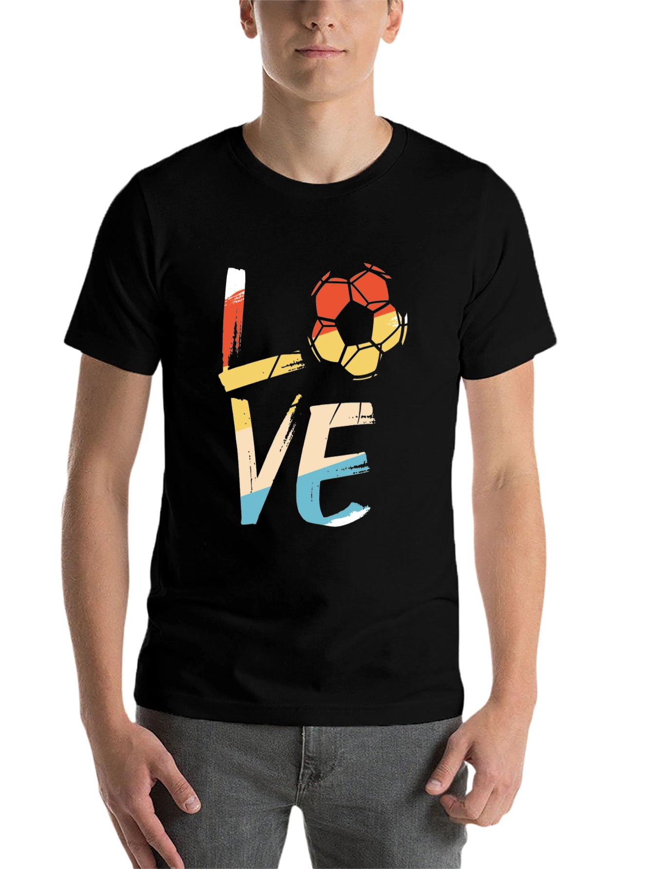 Black Retro Soccer LOVE Graphic Tee view 7