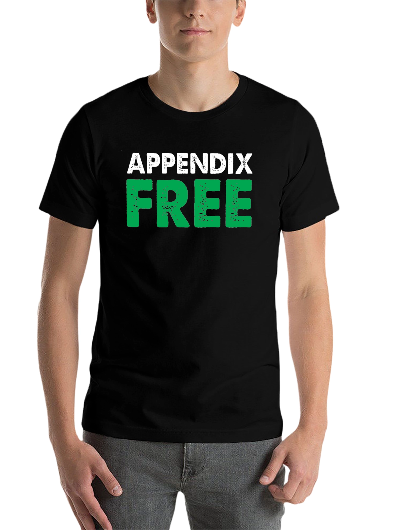Black Appendix Free Black T-Shirt Novelty Humor view 7