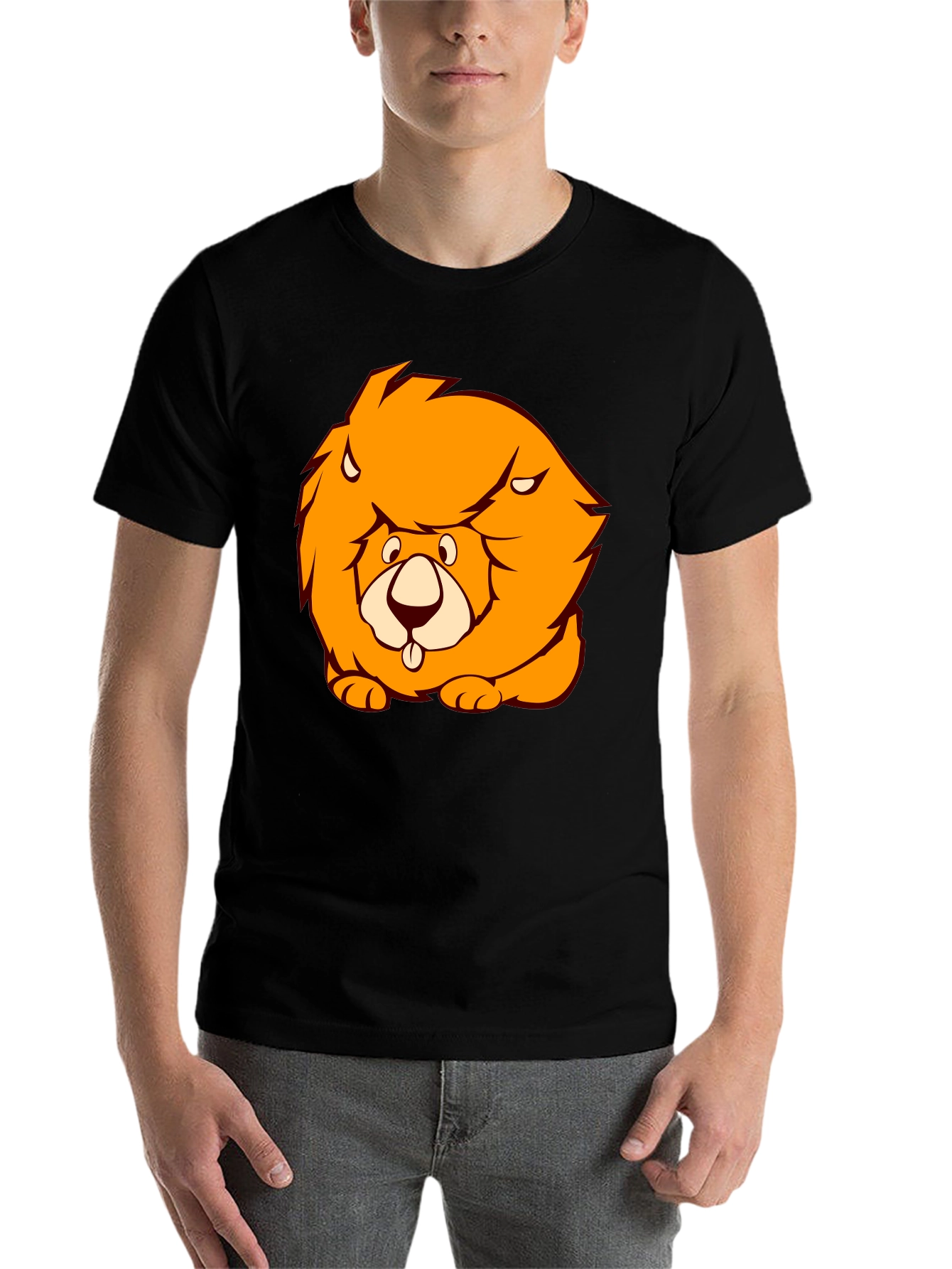 Black Lion Cartoon Graphic Black T-Shirt view 7
