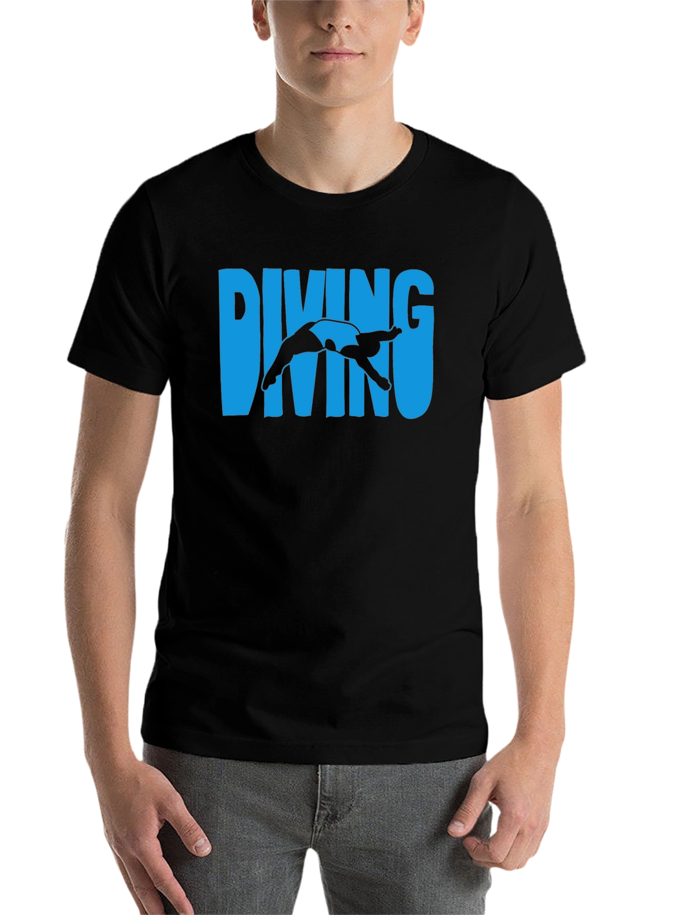 Black Diving T-Shirt - Cool Diver Silhouette Tee view 7