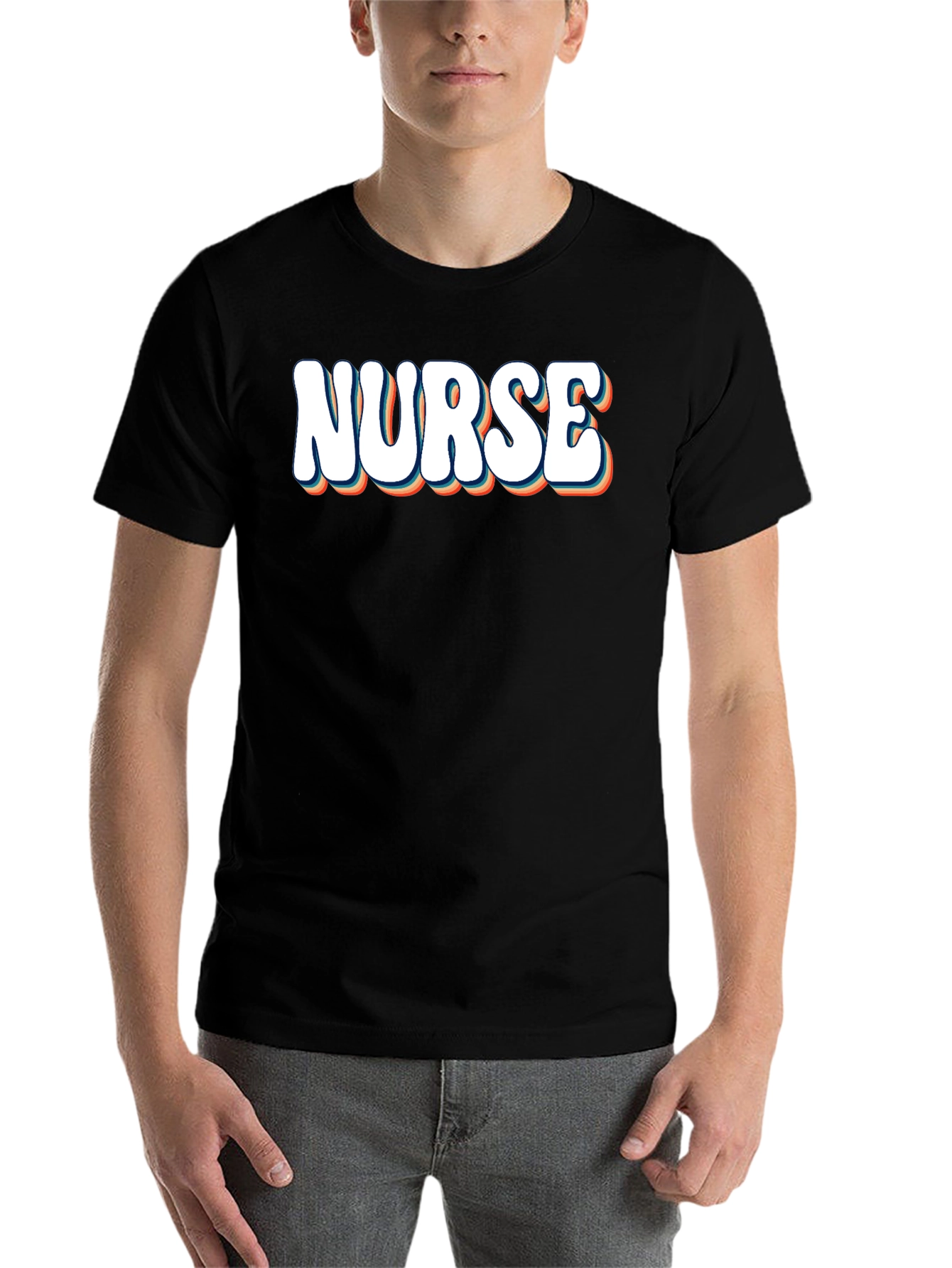 Black Retro Nurse T-Shirt - Comfortable Tee view 7