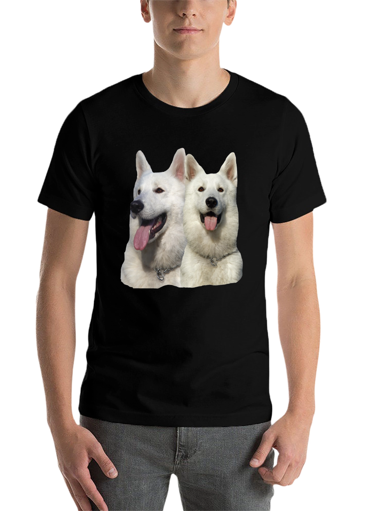 Black White Dog Graphic Black T-Shirt view 7
