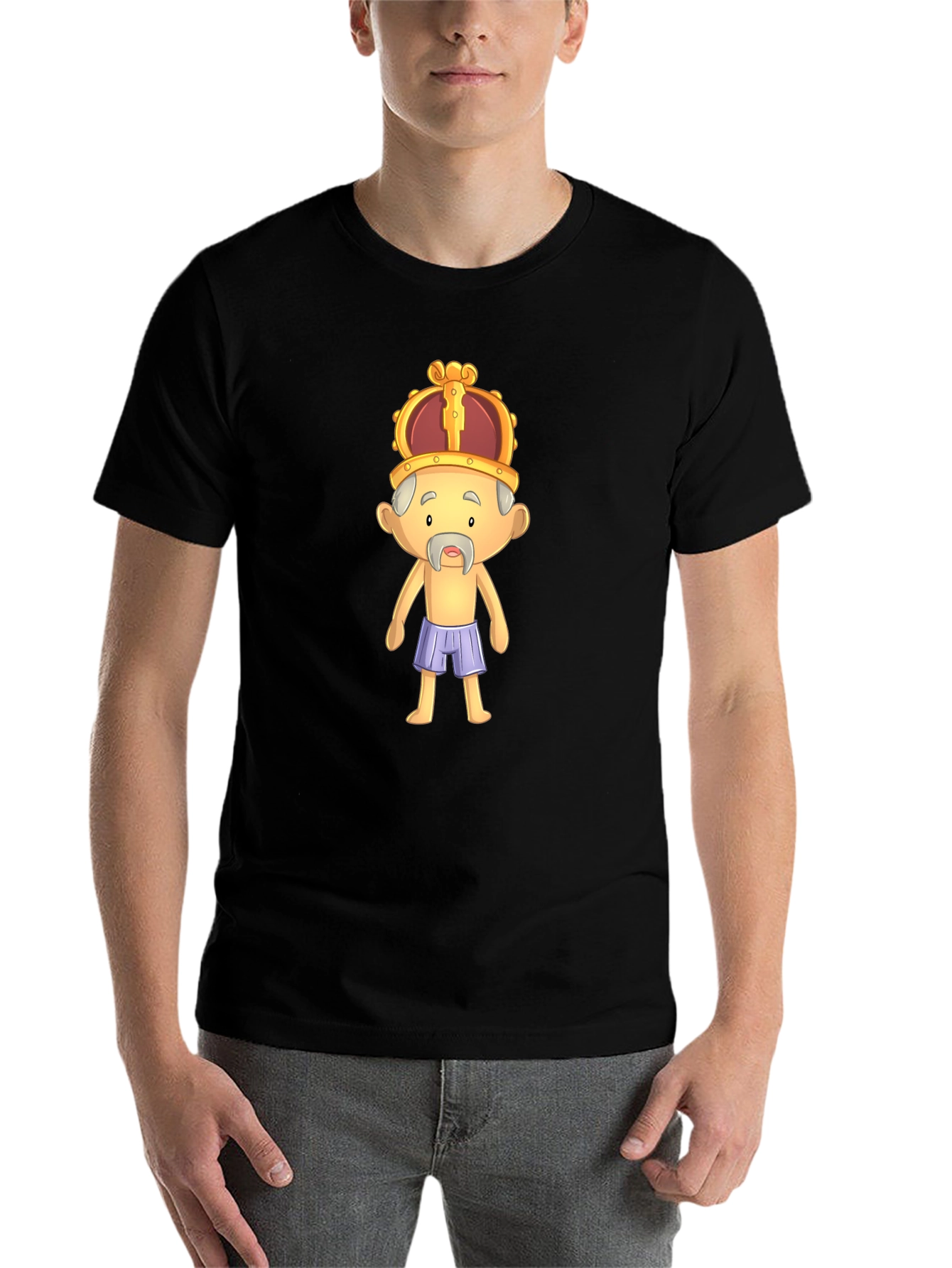 Black King Cartoon Graphic Black T-Shirt view 7