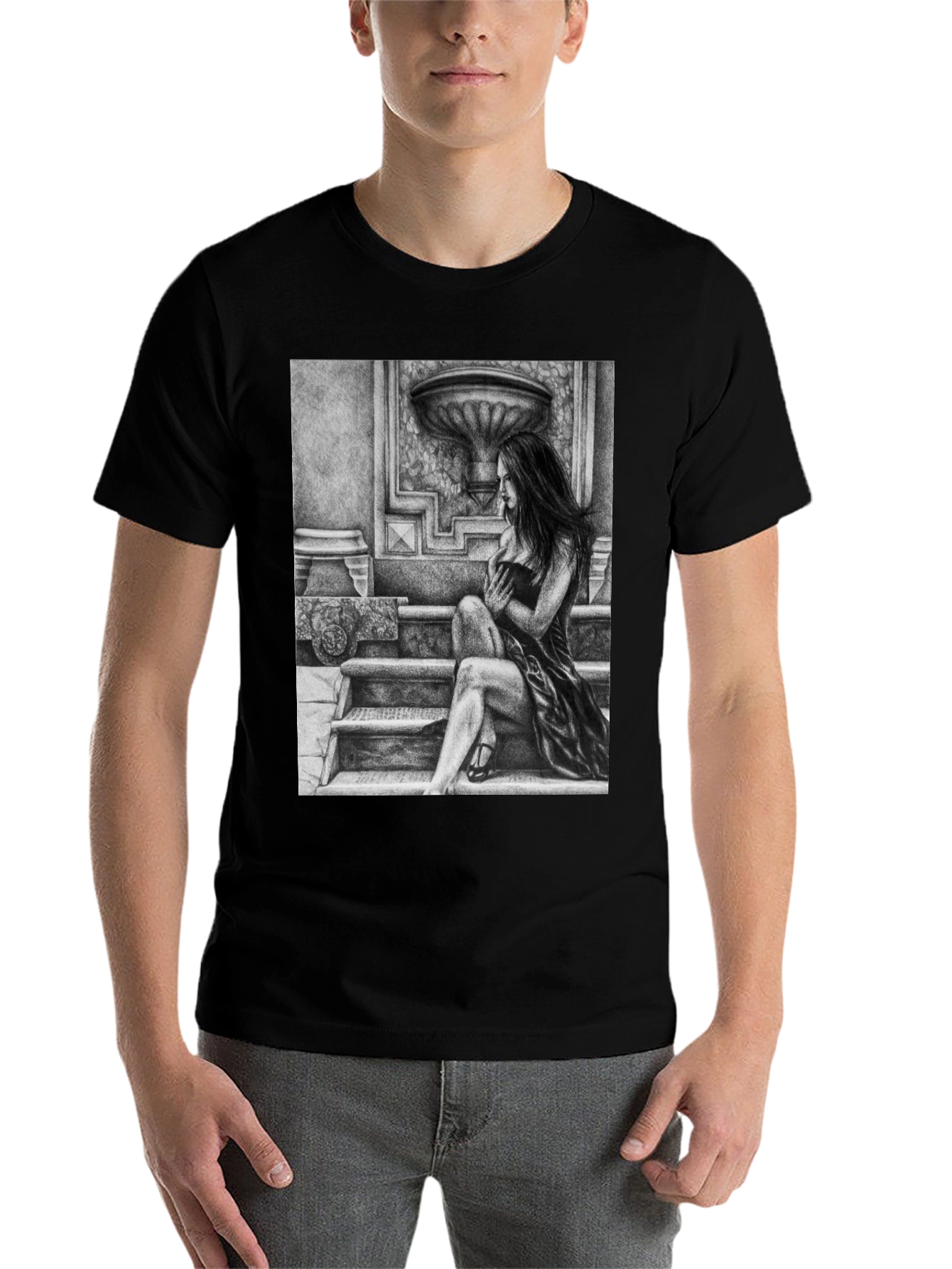 Black Elegant Woman Art Black T-Shirt view 7