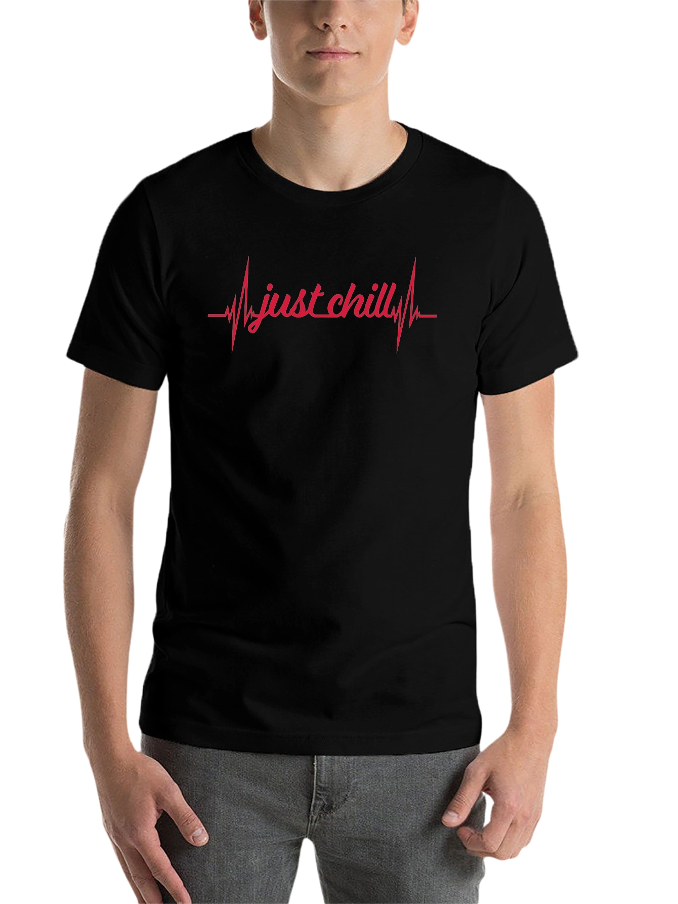 Black Just Chill Heartbeat Graphic Tee - Black view 7