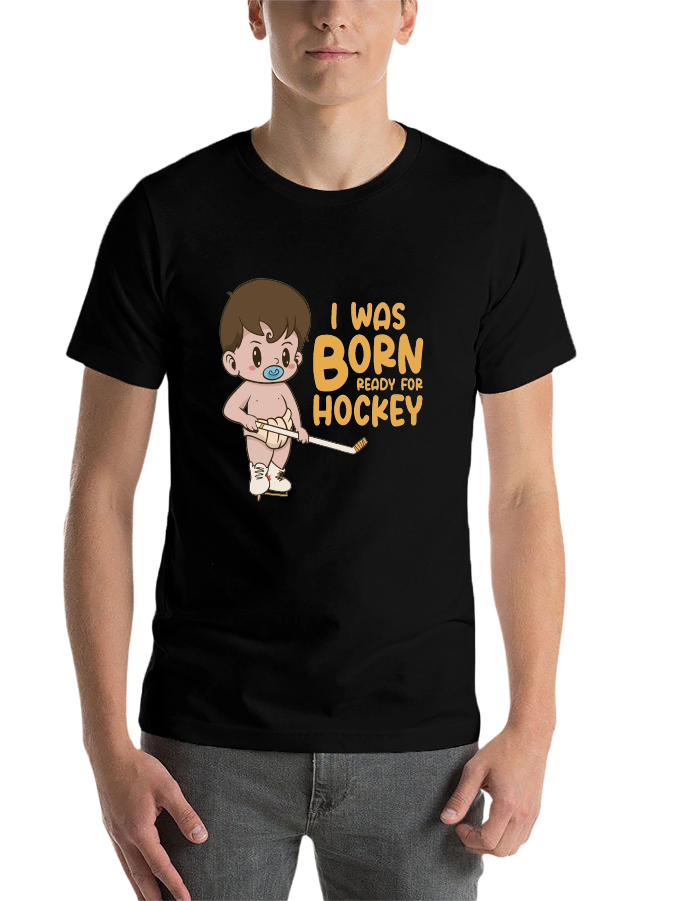 Black Born Ready for Hockey Graphic T-Shirt view 7