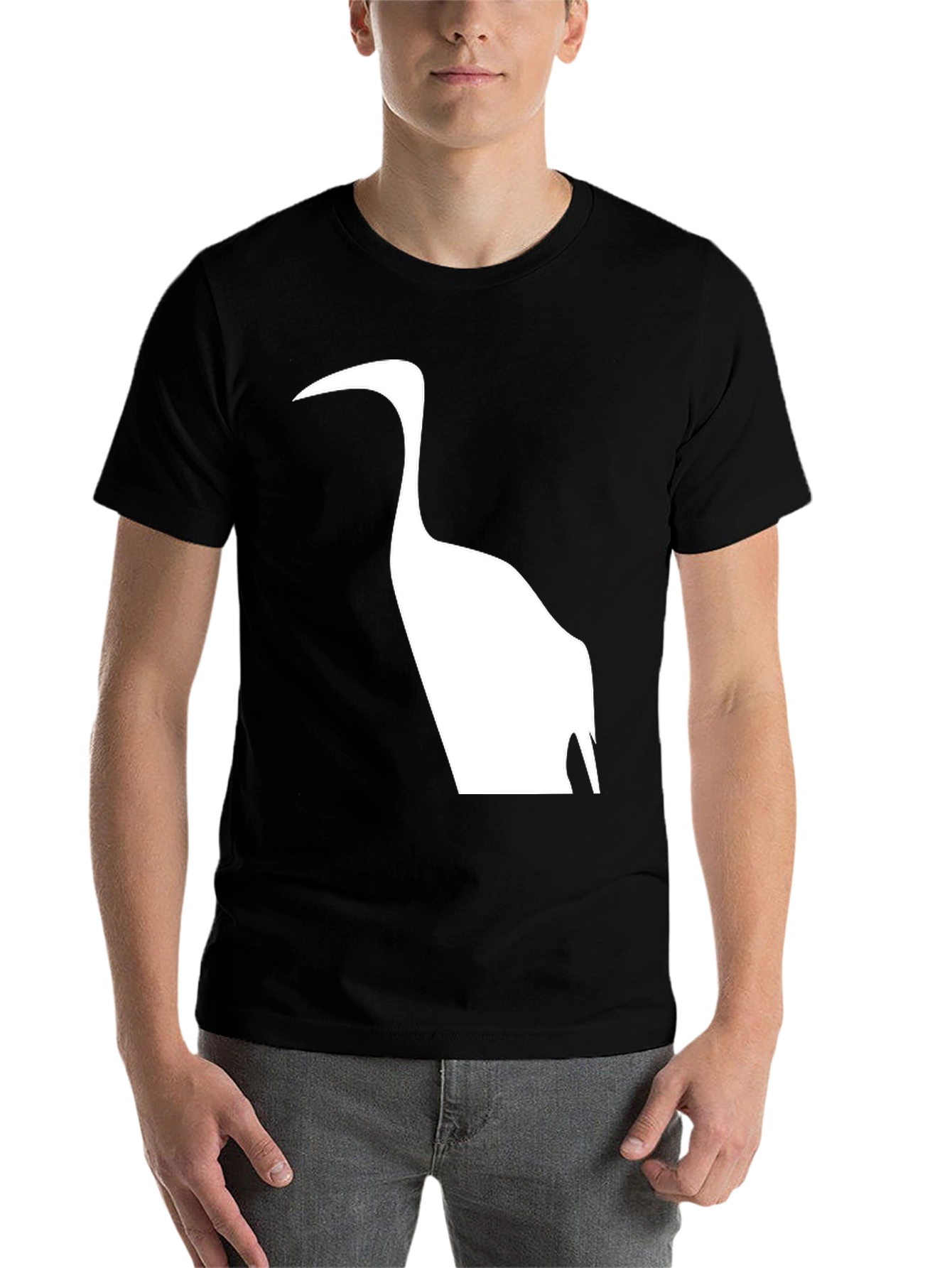 Black Black T-Shirt with Heron Silhouette view 7