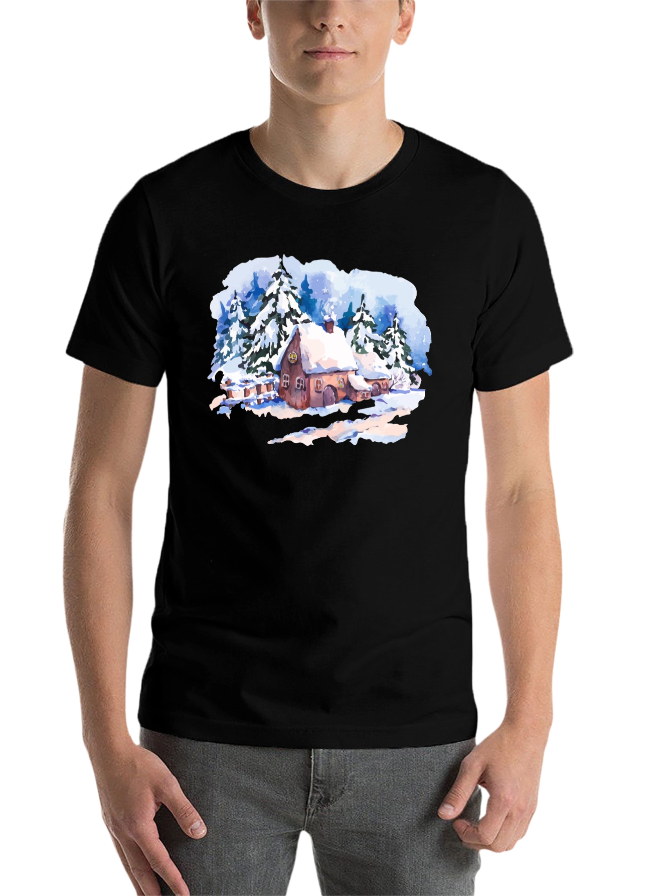 Winter Cabin Graphic T-Shirt - 7