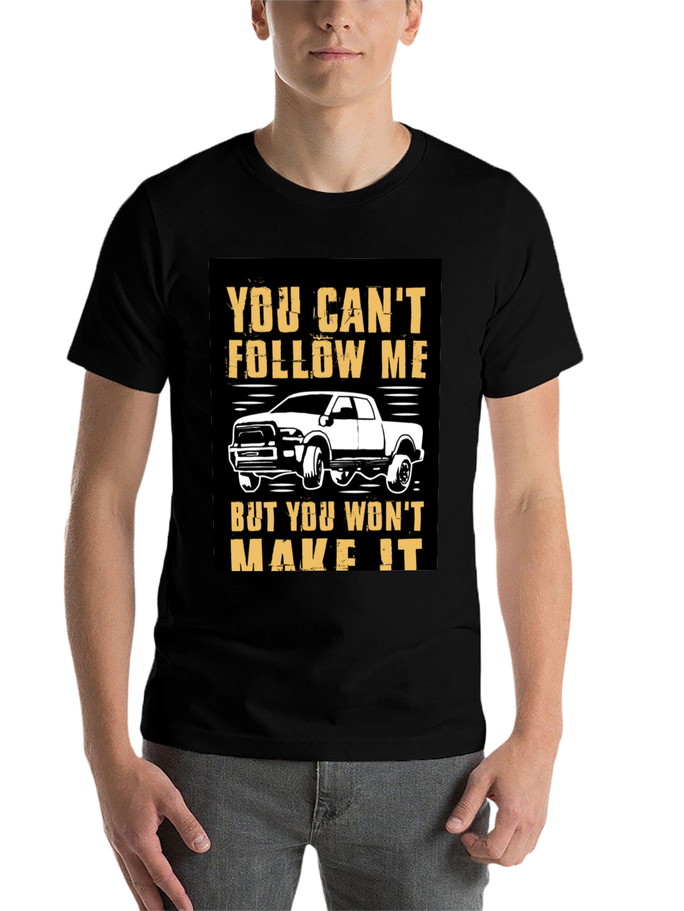 Black You Can't Follow Me Black Graphic T-Shirt view 7